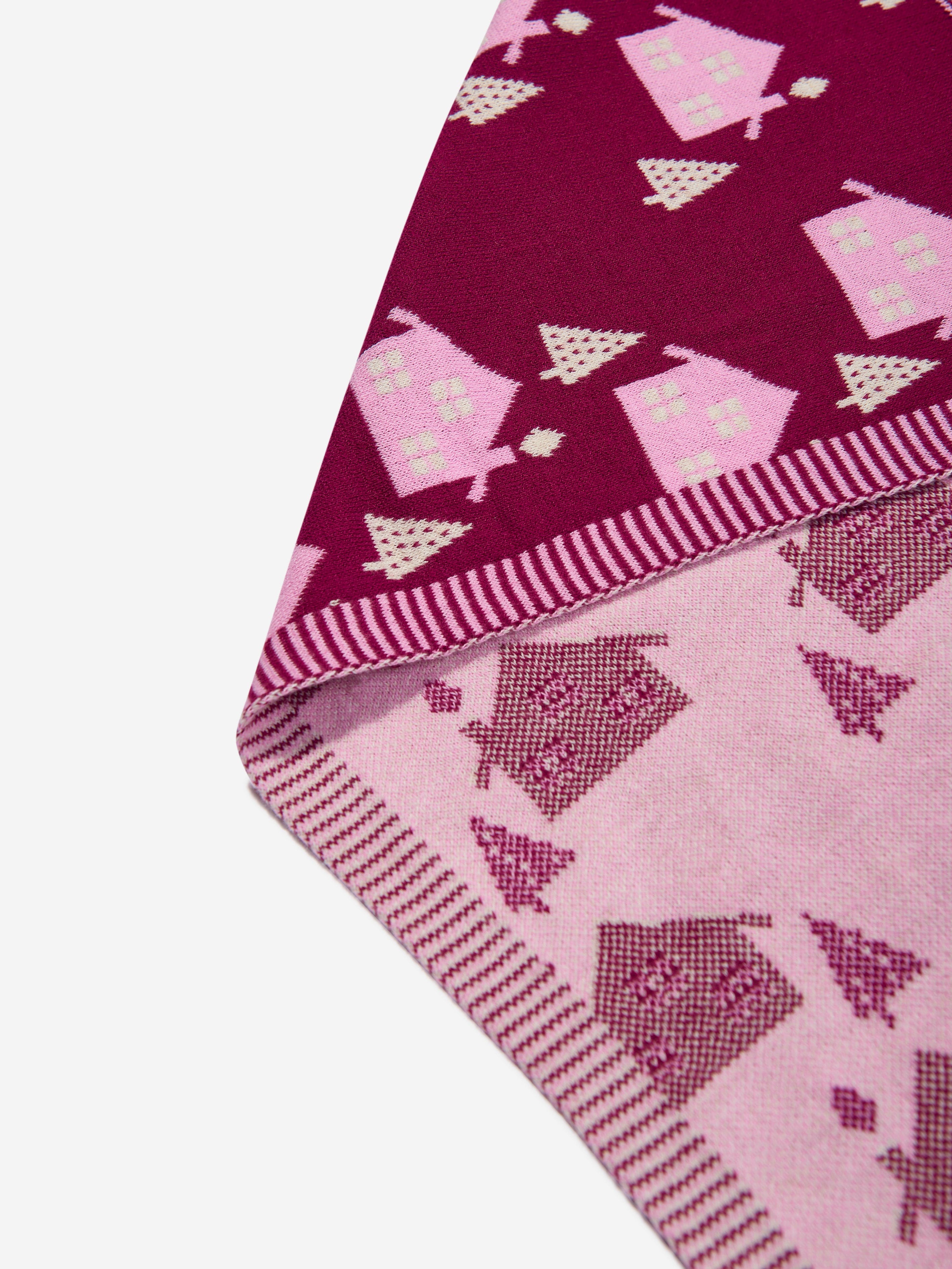 Baby Girls Fawn Cabin Knit Shawl in Purple
