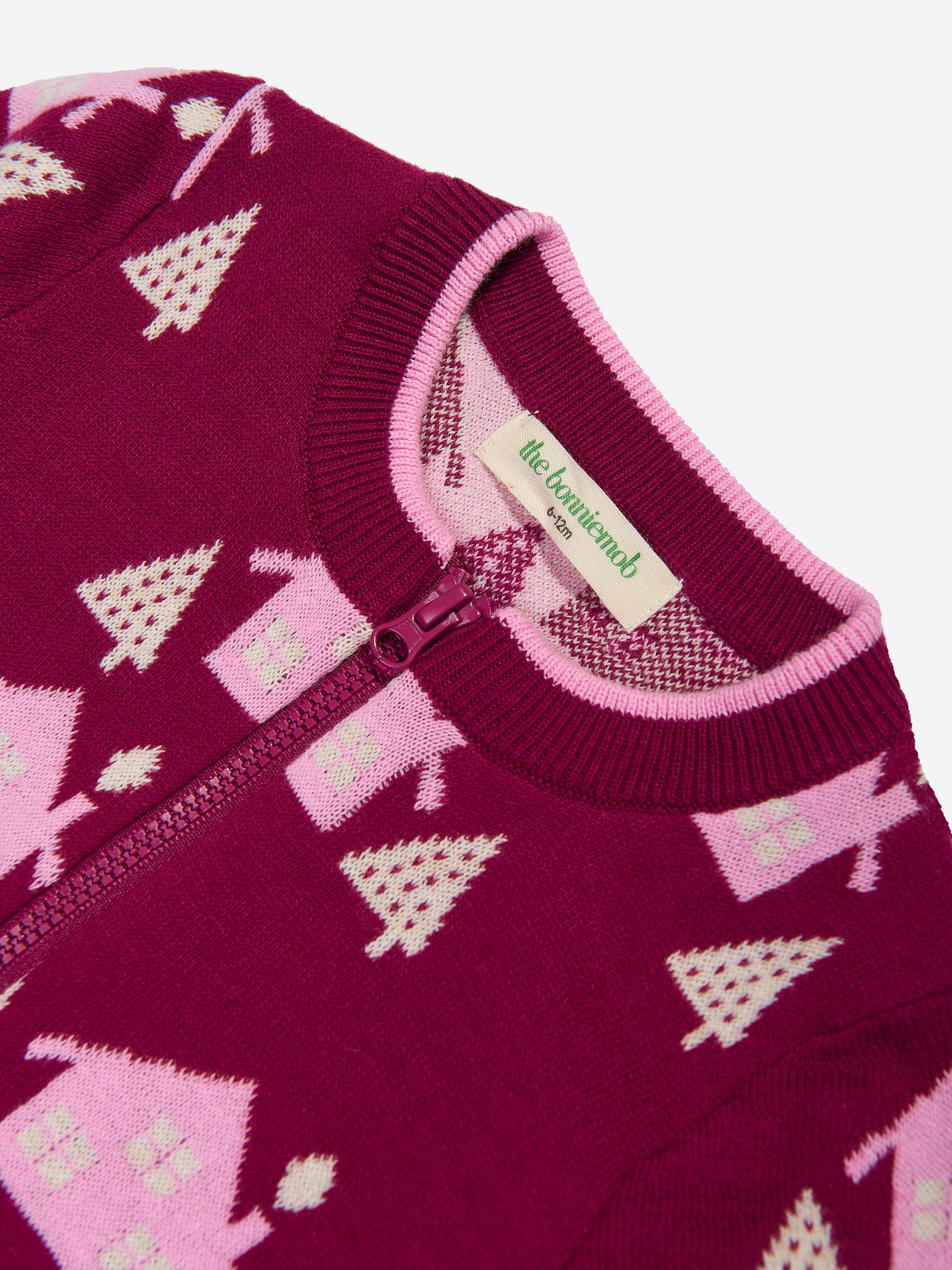 Girls Fir Cabin Knit Cardigan in Purple