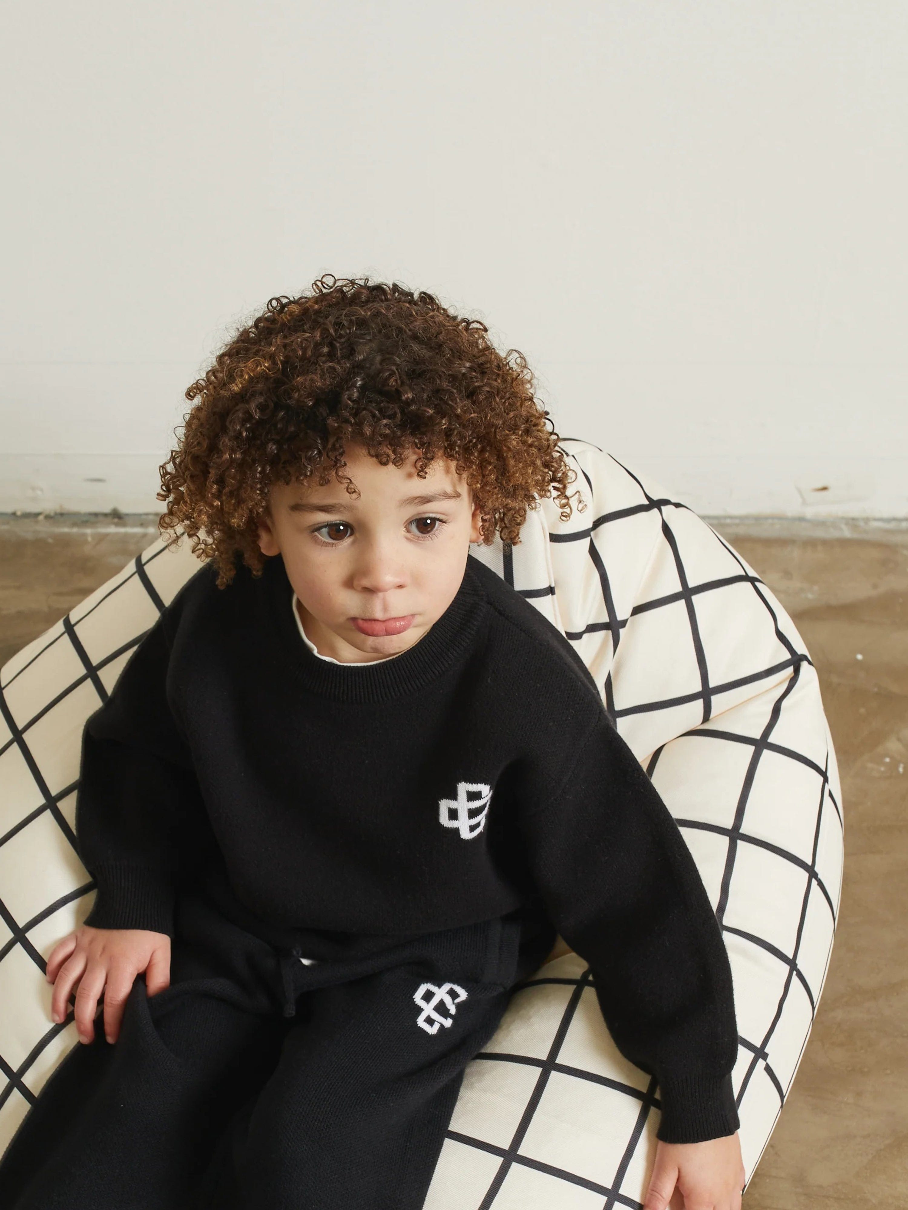 The Couture Club Kids Knitted Emblem Sweatshirt in Black