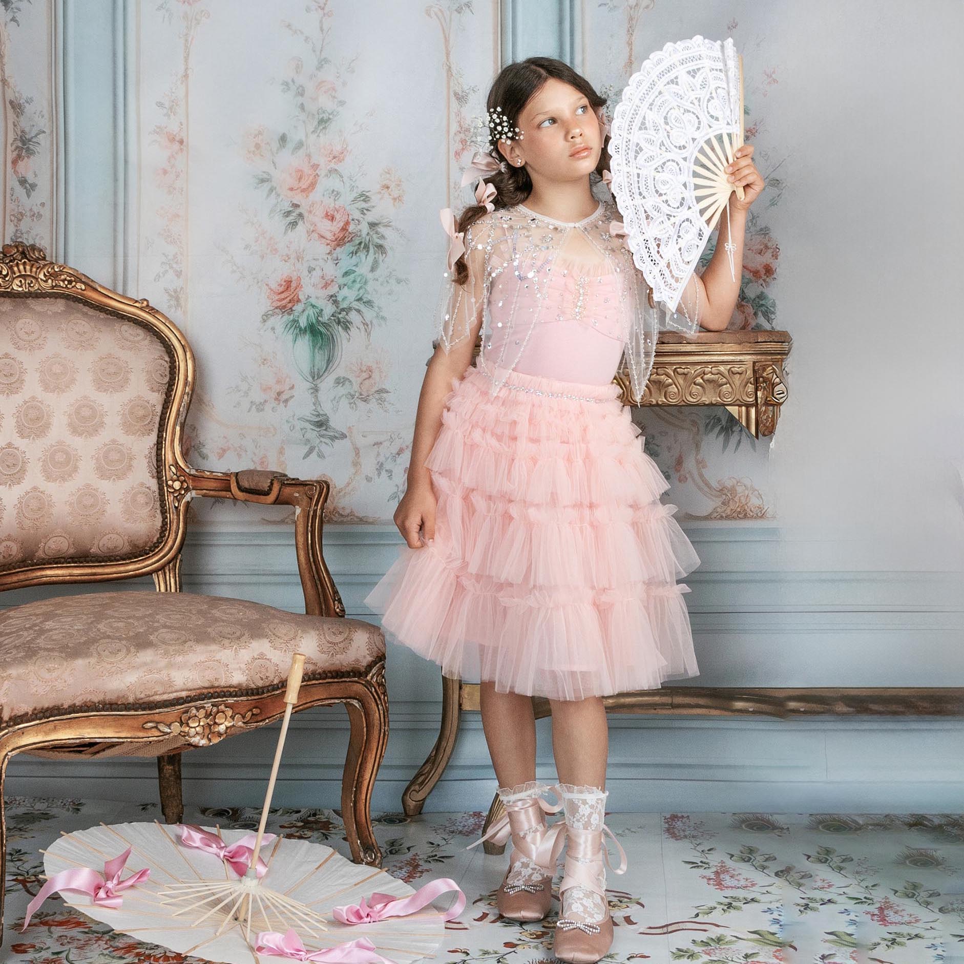 Girls White  Sequin Cape