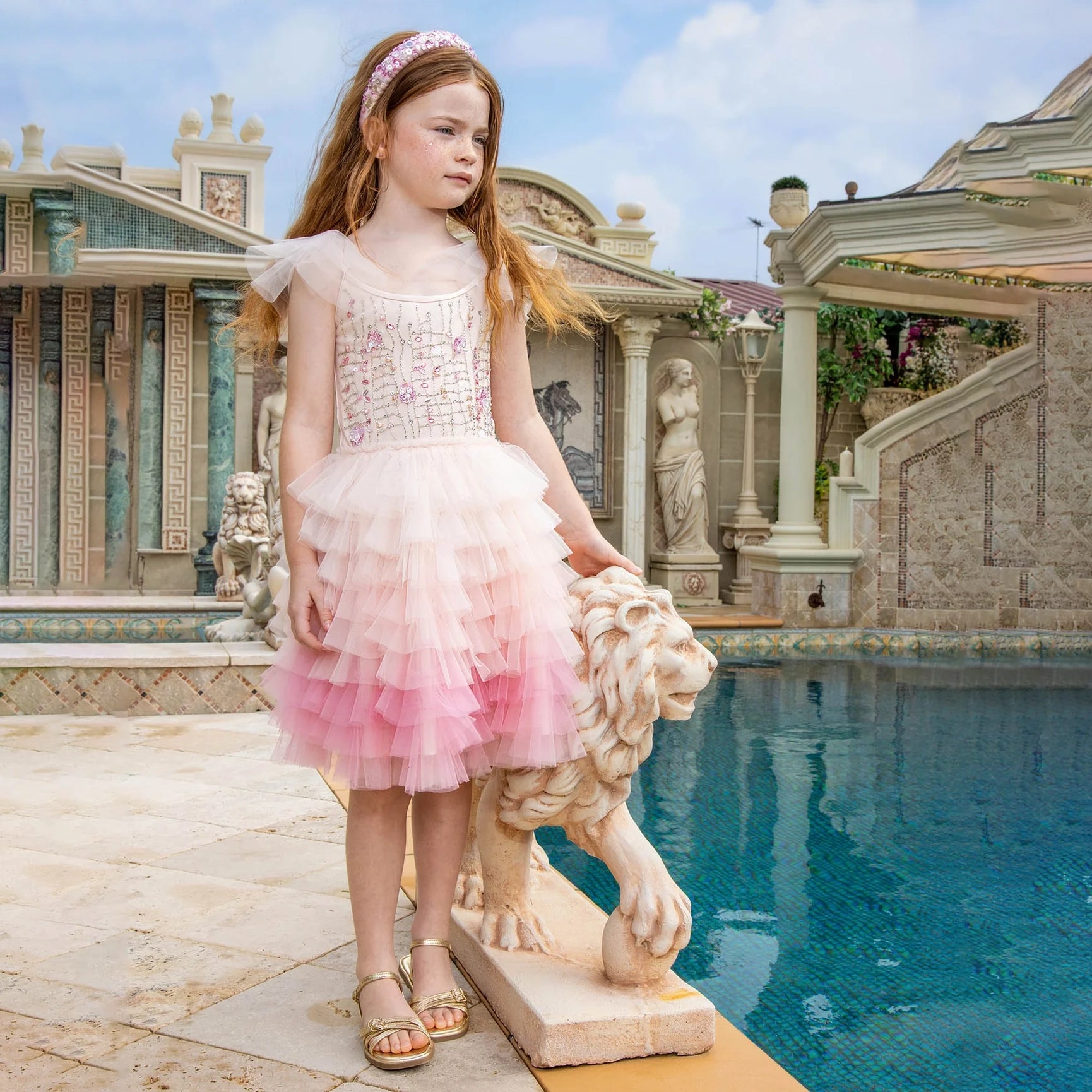 Girls Pearl Pink Mix Sequins Tutu Dress