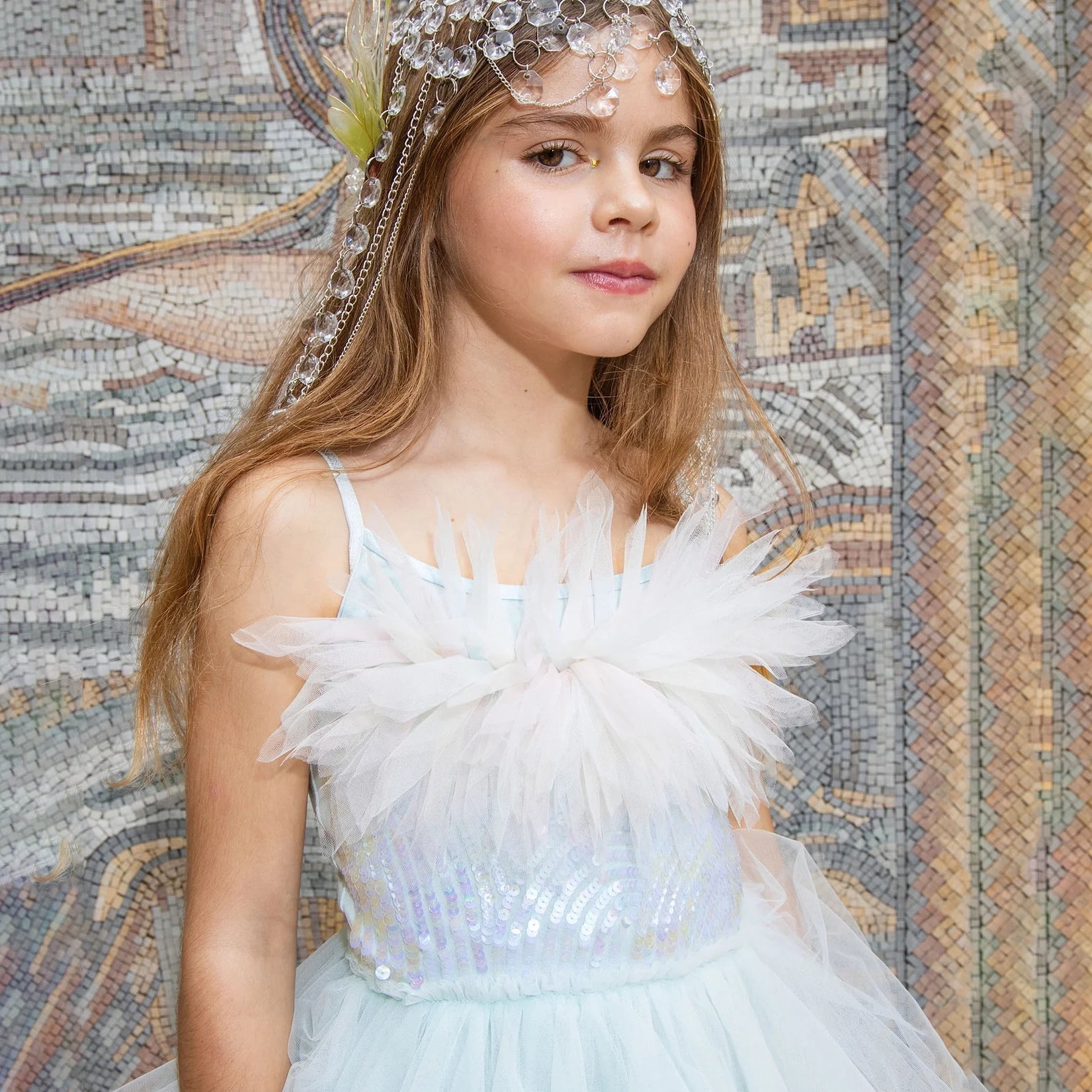 Girls Diamond Blue Mix Tutu Dress