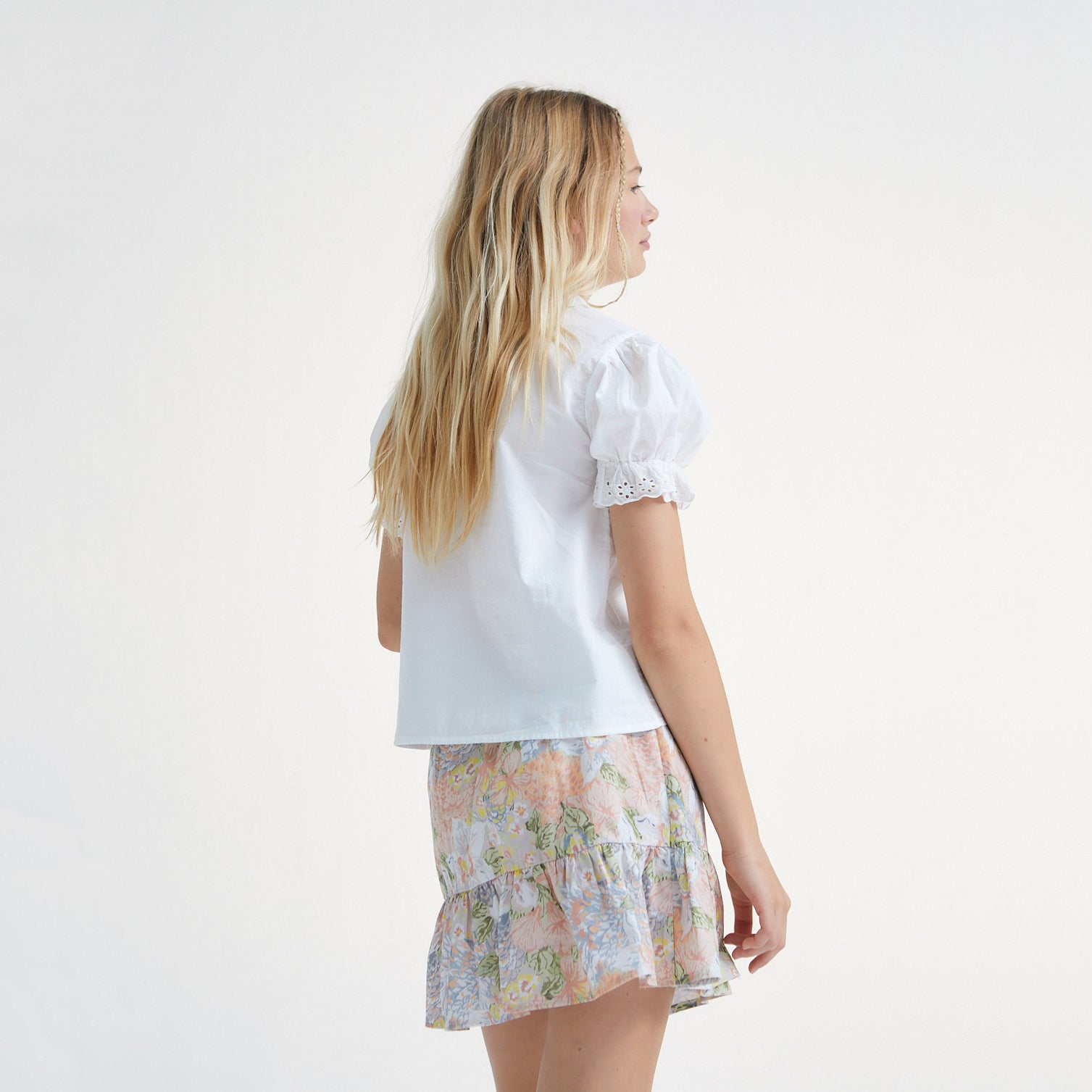 Girls White Embroidered Cotton Shirt