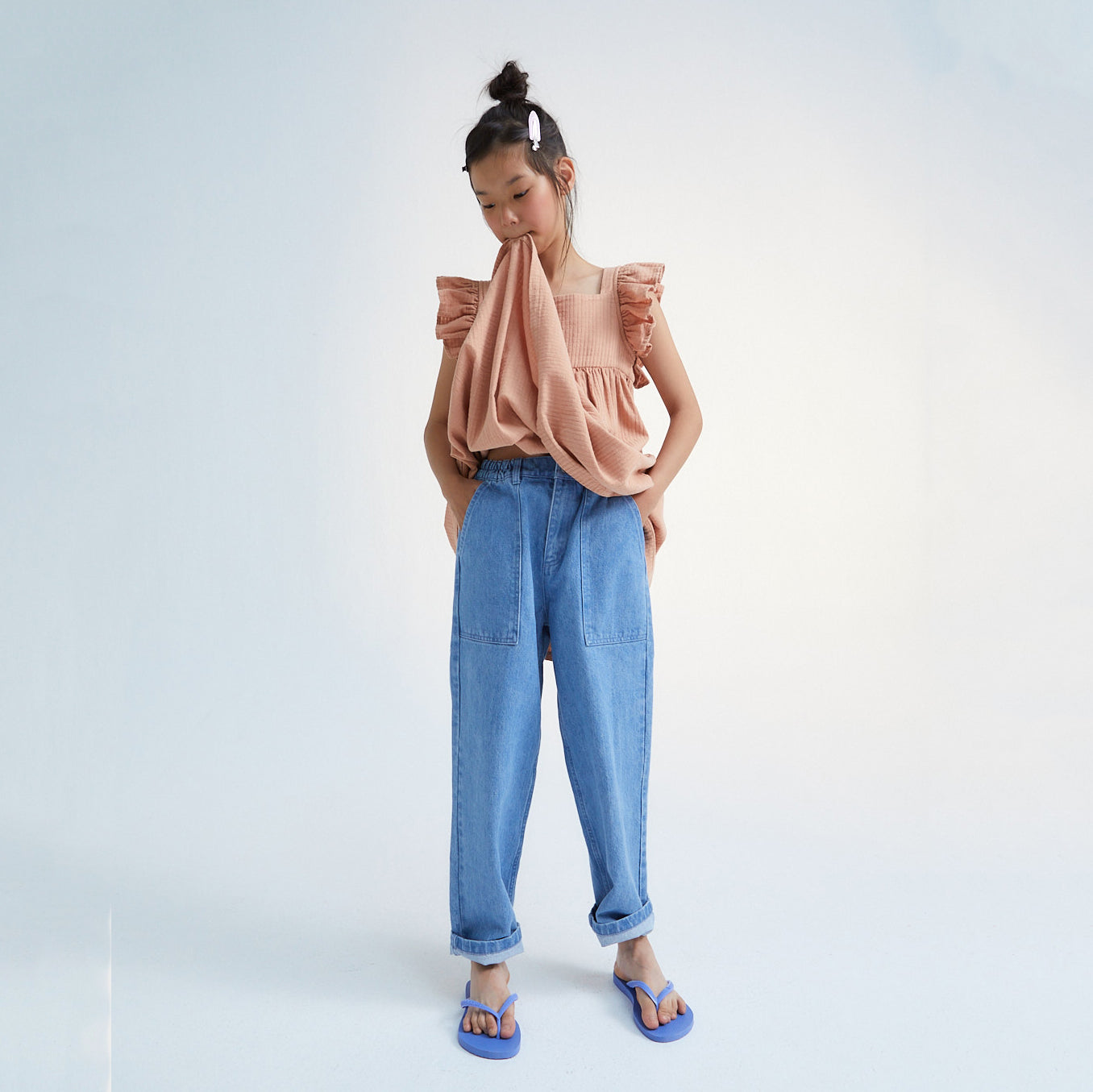 Girls Blue Denim Trousers