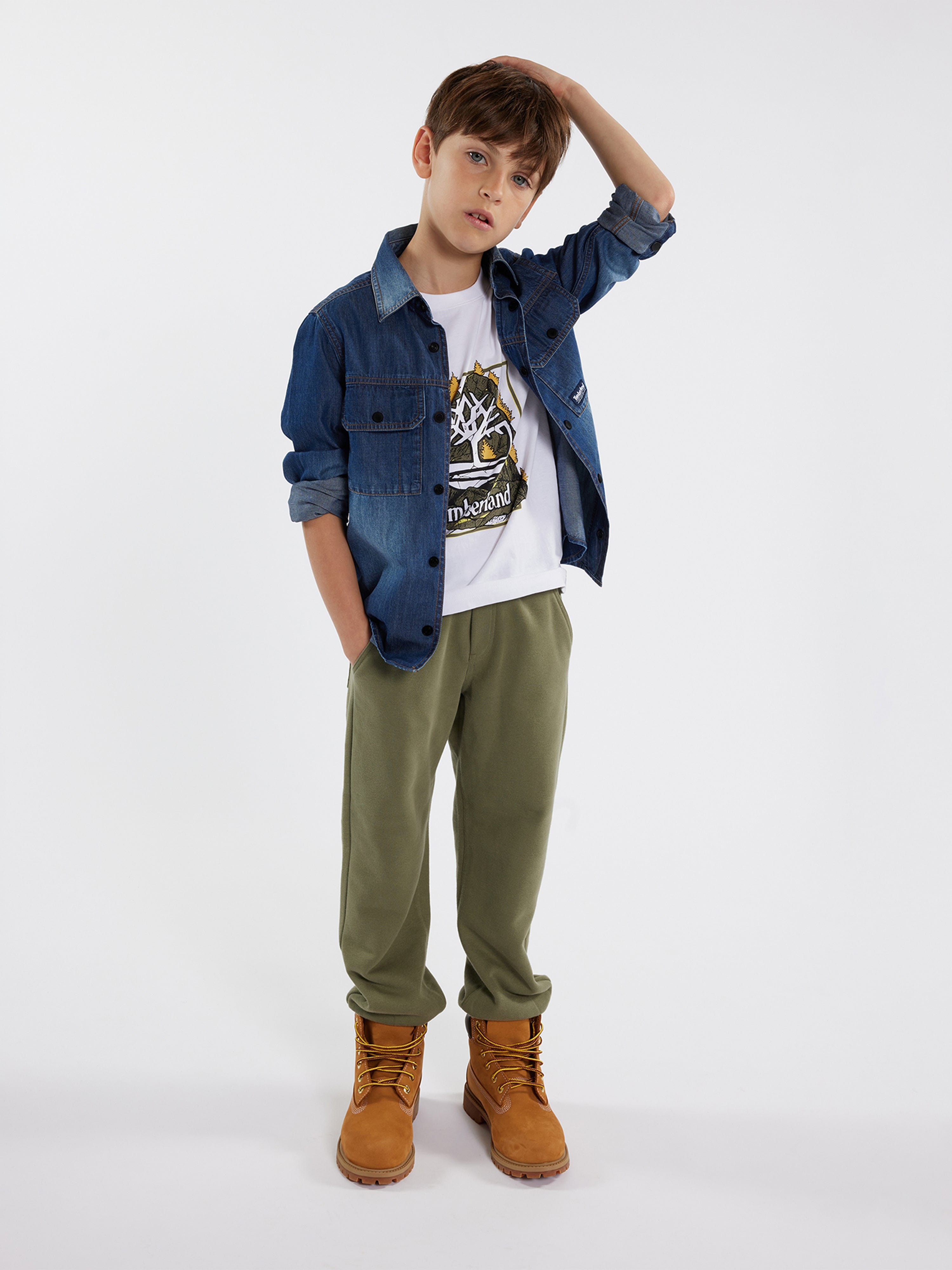 Timberland Boys Logo Print T-Shirt in White