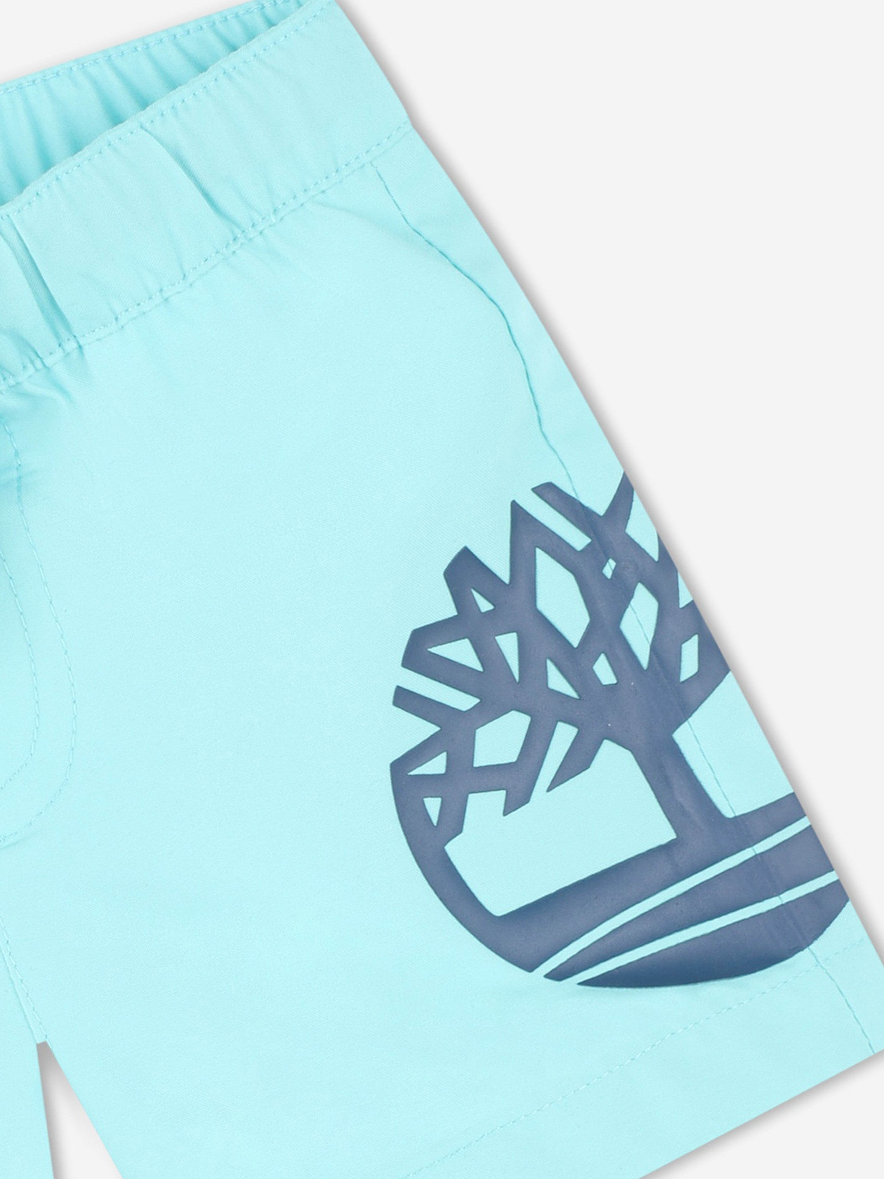 Timberland Baby Boys Logo Print Swim Shorts in Blue