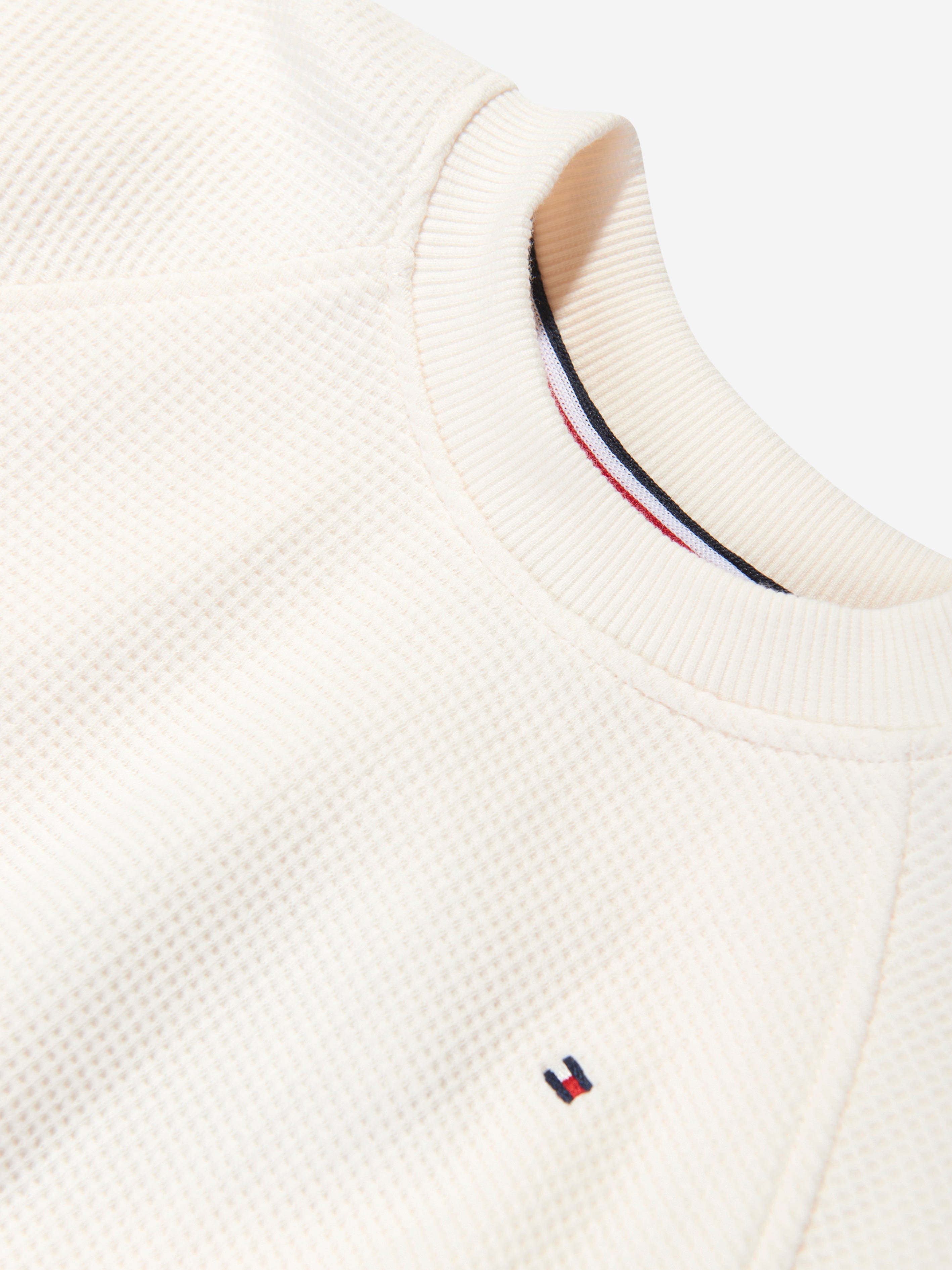 Tommy Hilfiger Girls Global Stripe waffle Sweatshirt in White