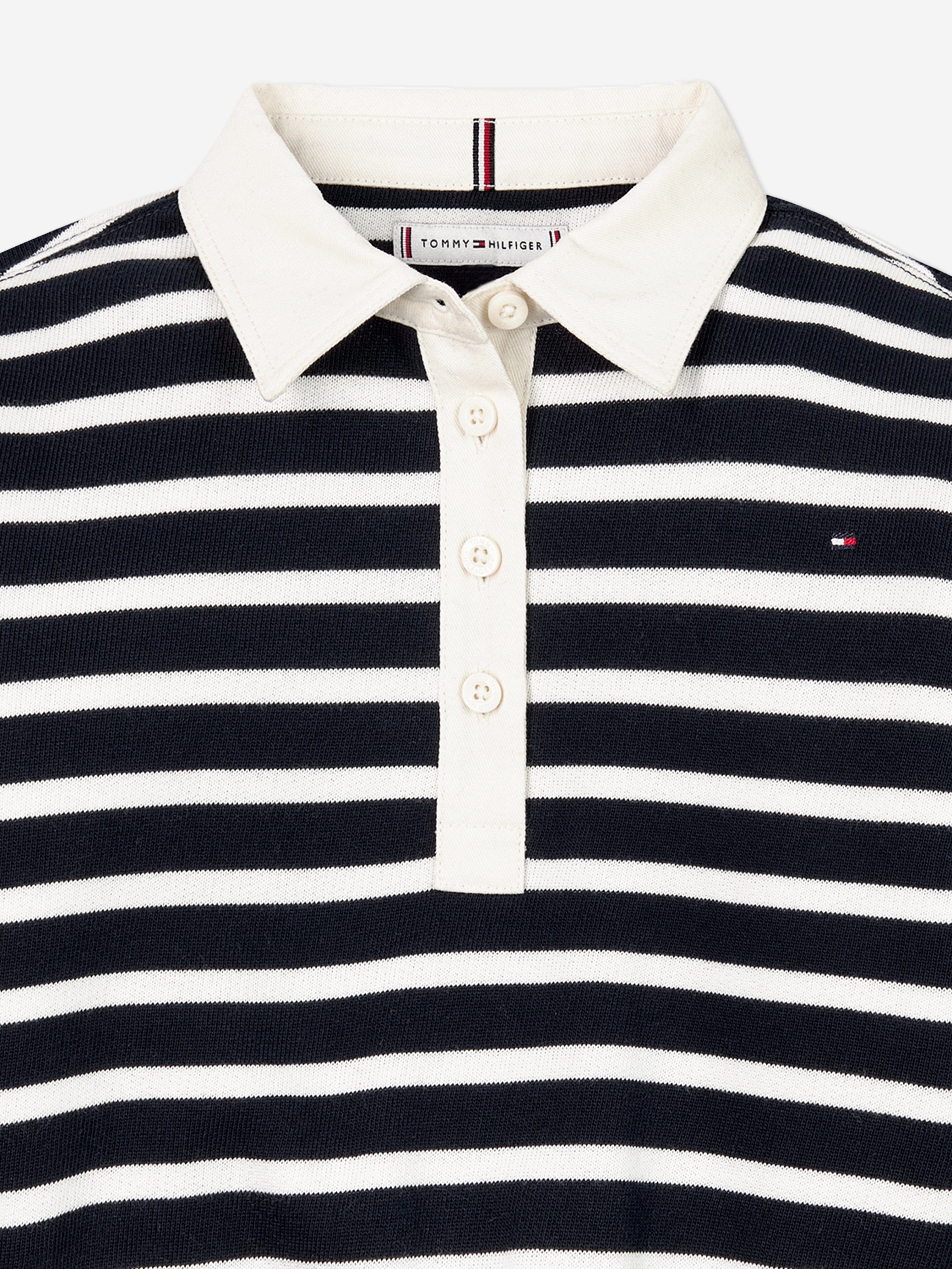 Tommy Hilfiger Girls Striped Polo Sweatshirt in Navy