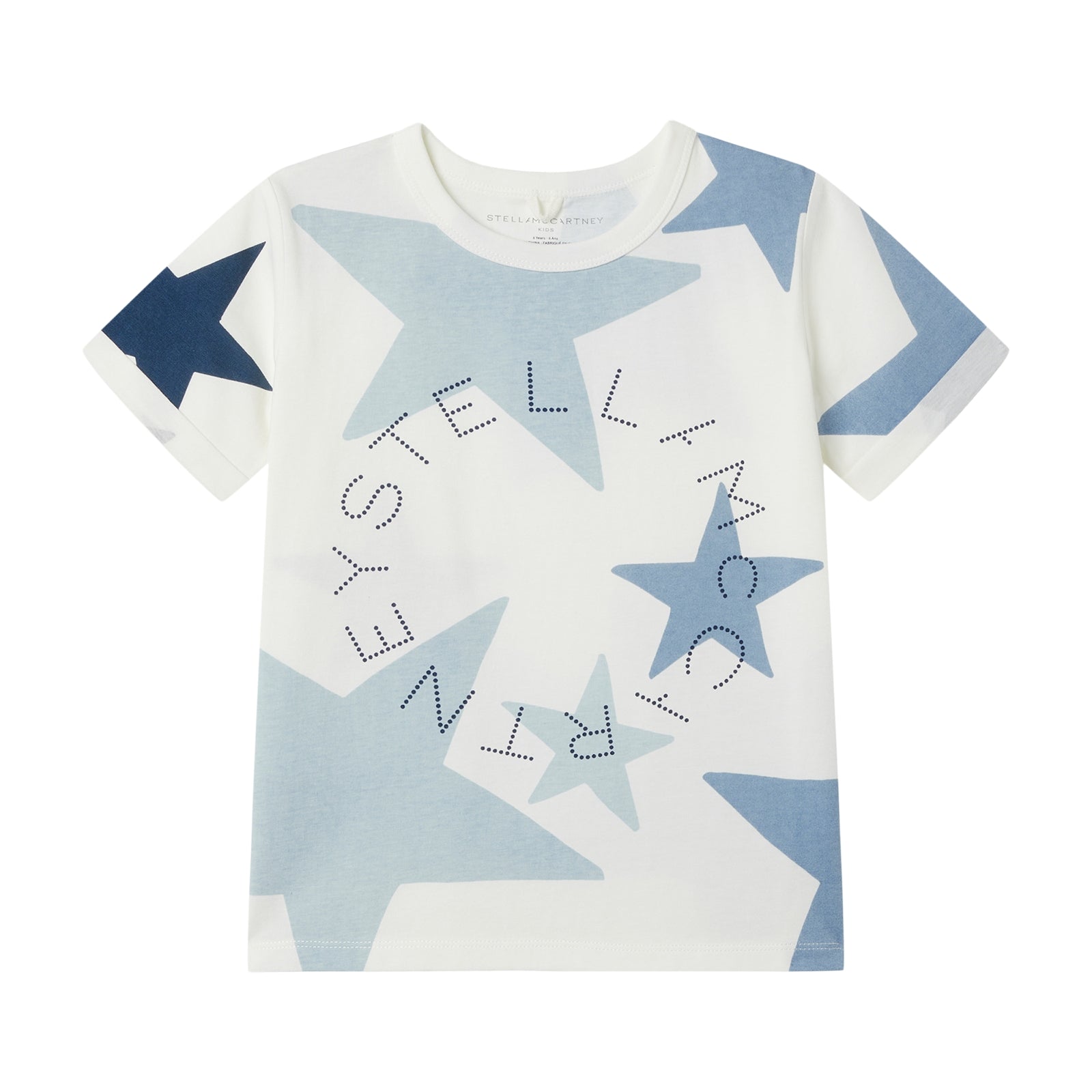 Girls White Stars Cotton T-Shirt