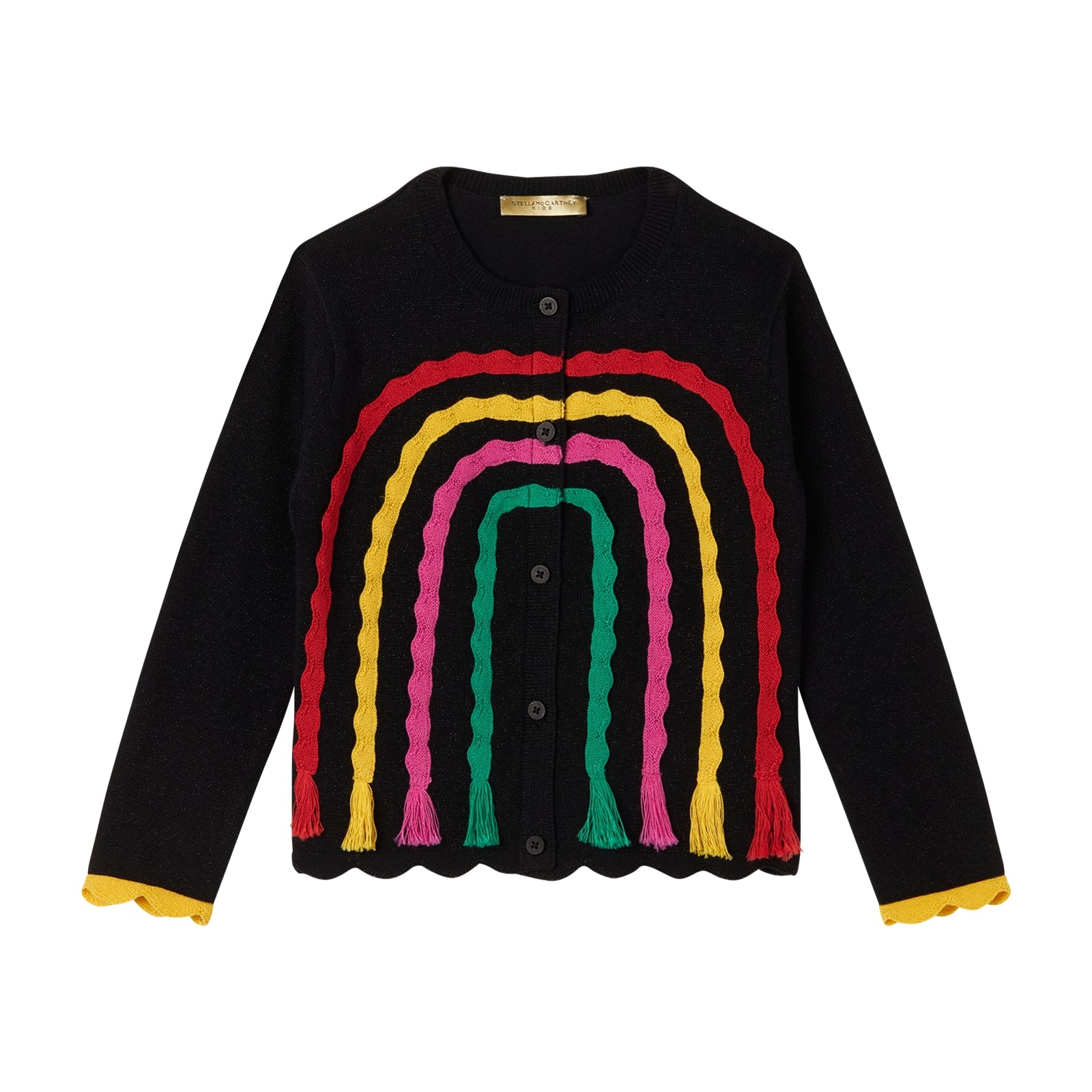 Girls Black Tassel Knit Cardigan