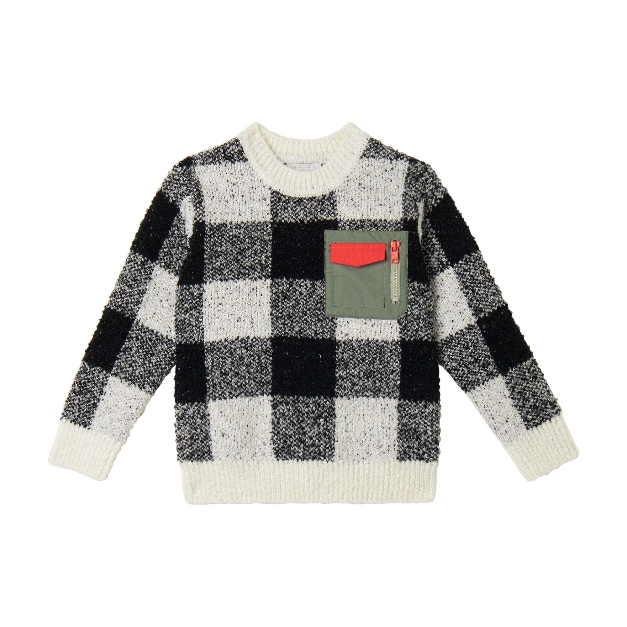 Boys Black Check Knit Sweater
