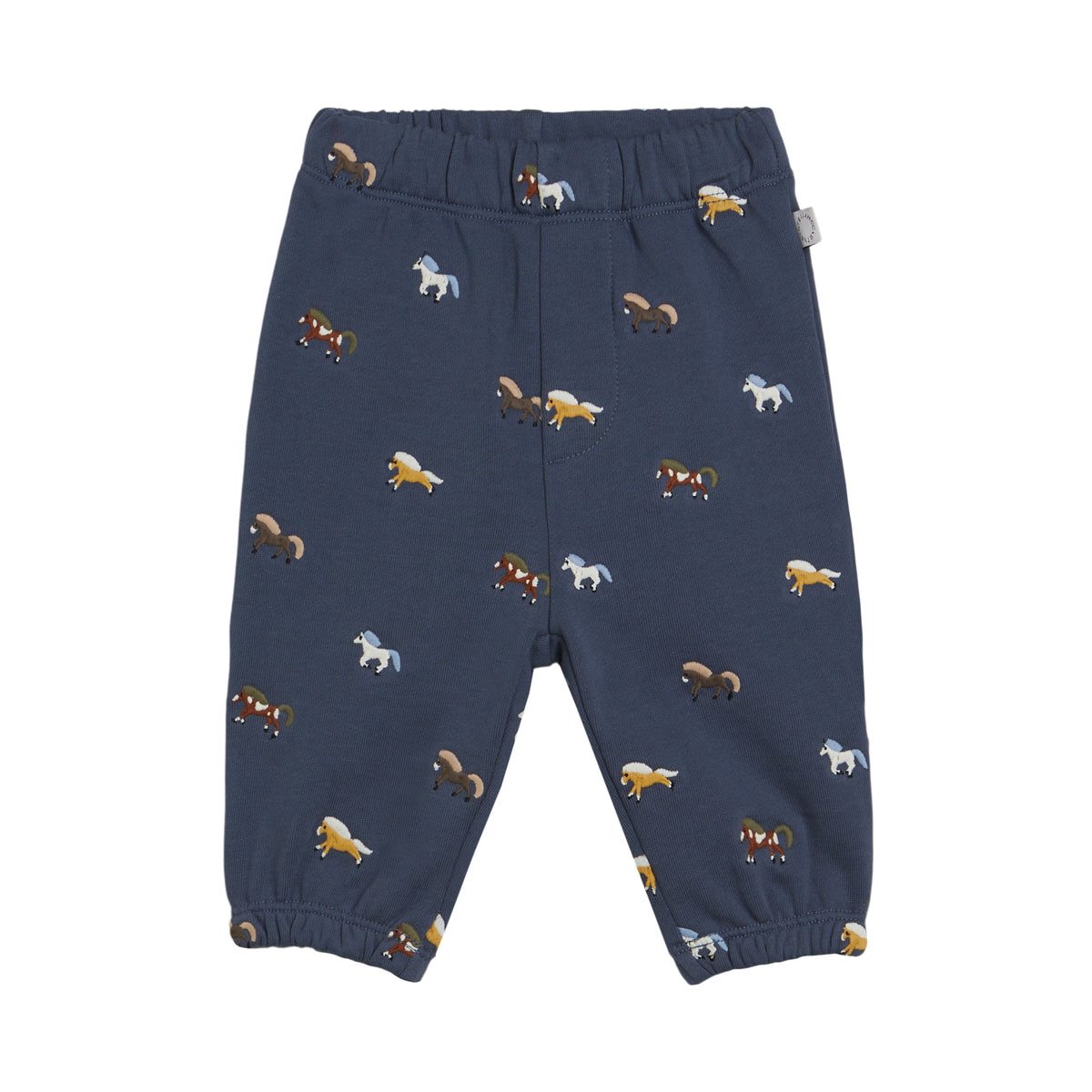 Baby Boys Blue Embroidered Cotton Trousers