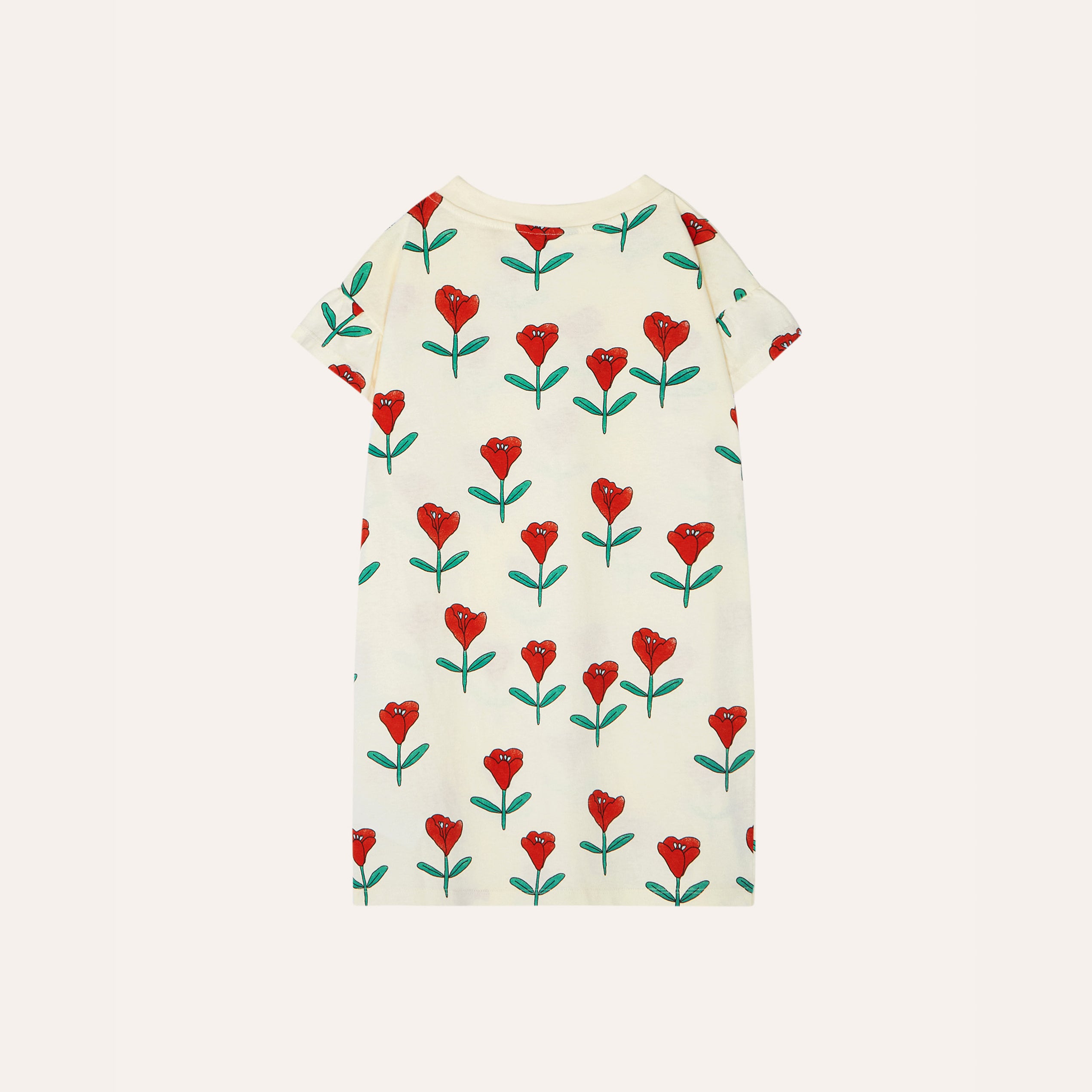 Girls White Printed Cotton Dress