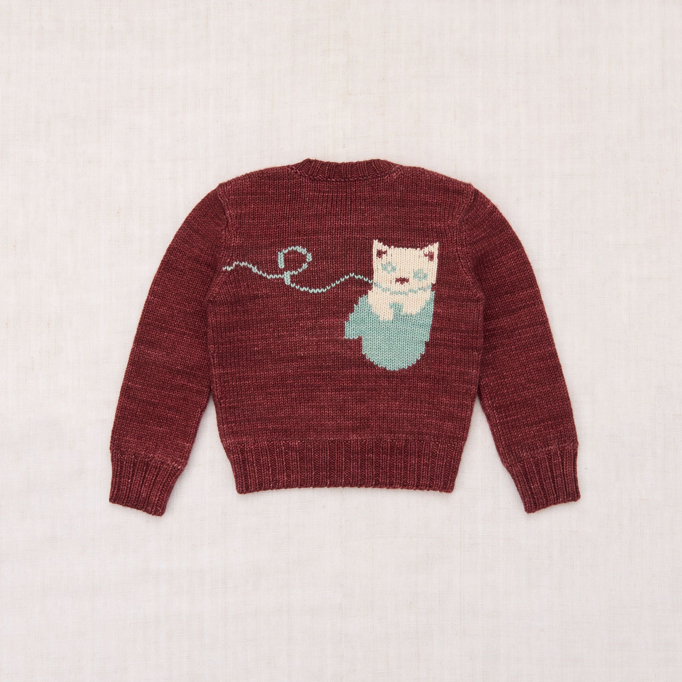 Boys & Girls Brick Red Cat Wool Cardigan