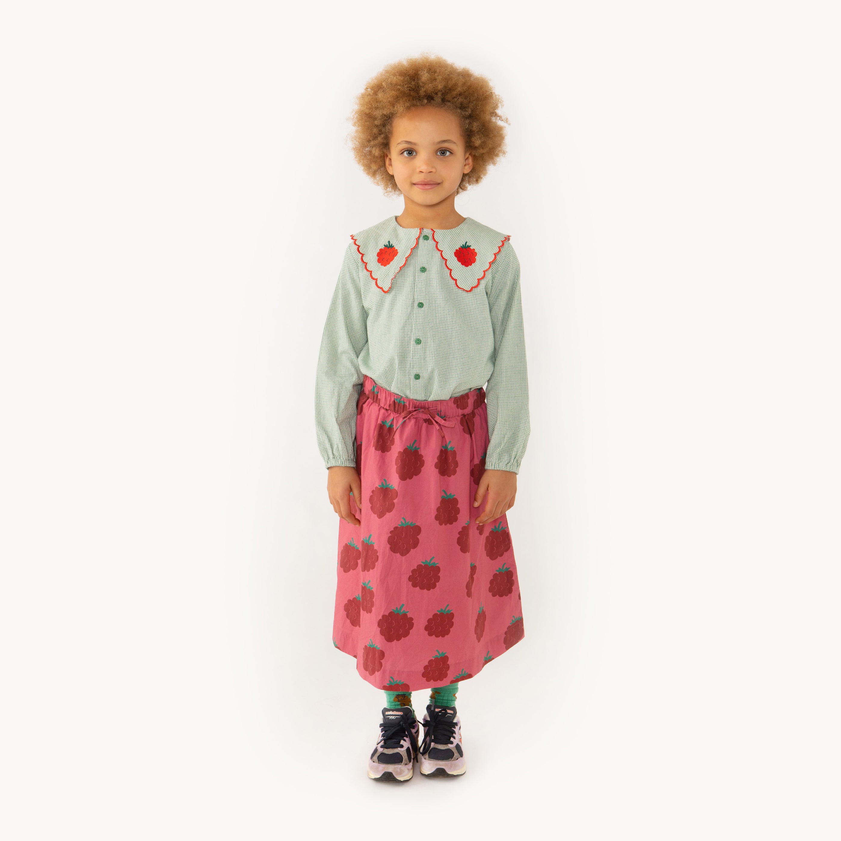Girls Green Check Cotton Shirt