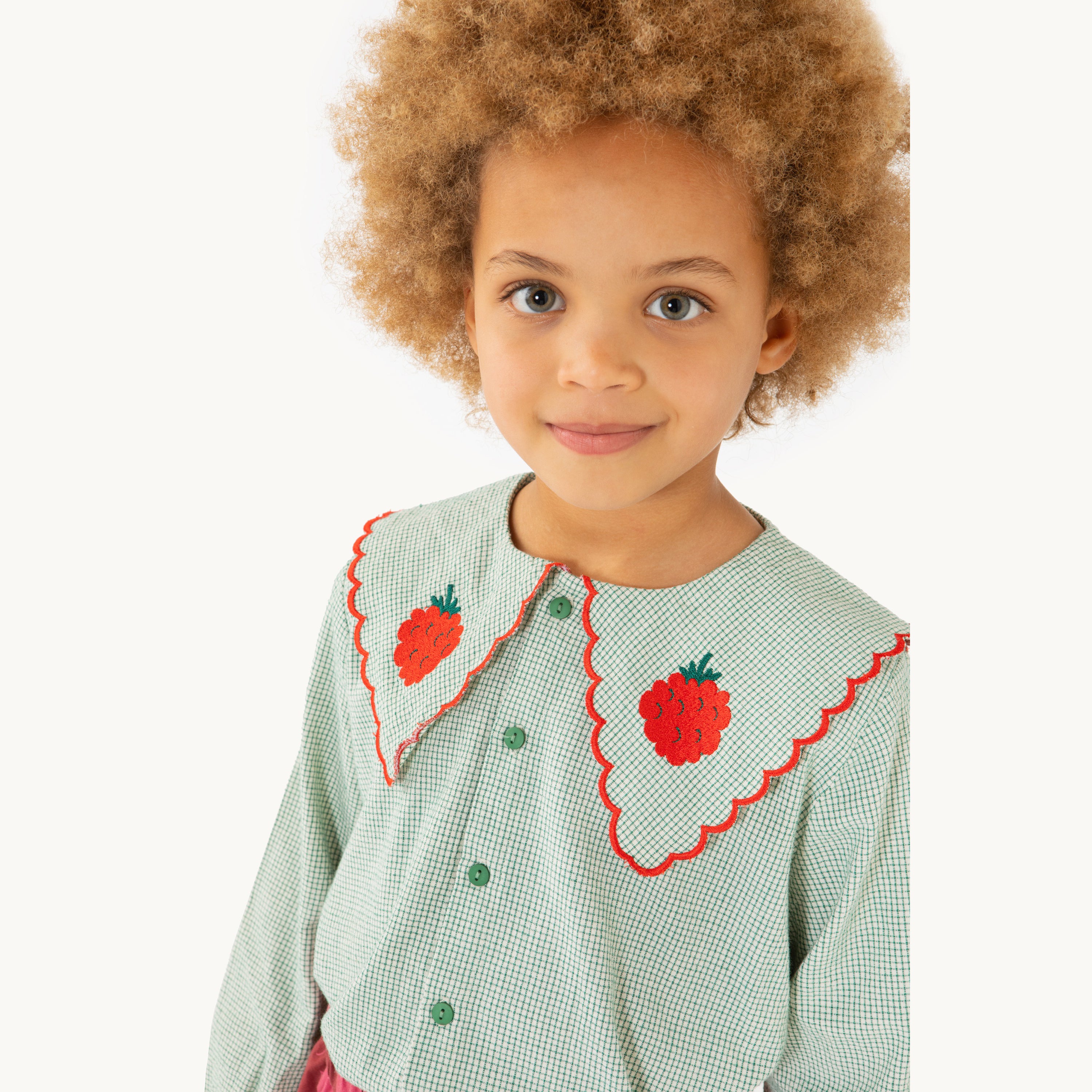 Girls Green Check Cotton Shirt