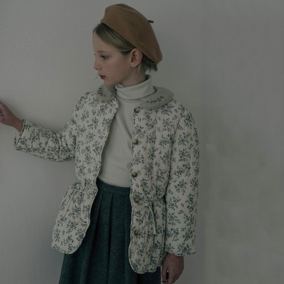 Girls Beige Cotton Turtleneck