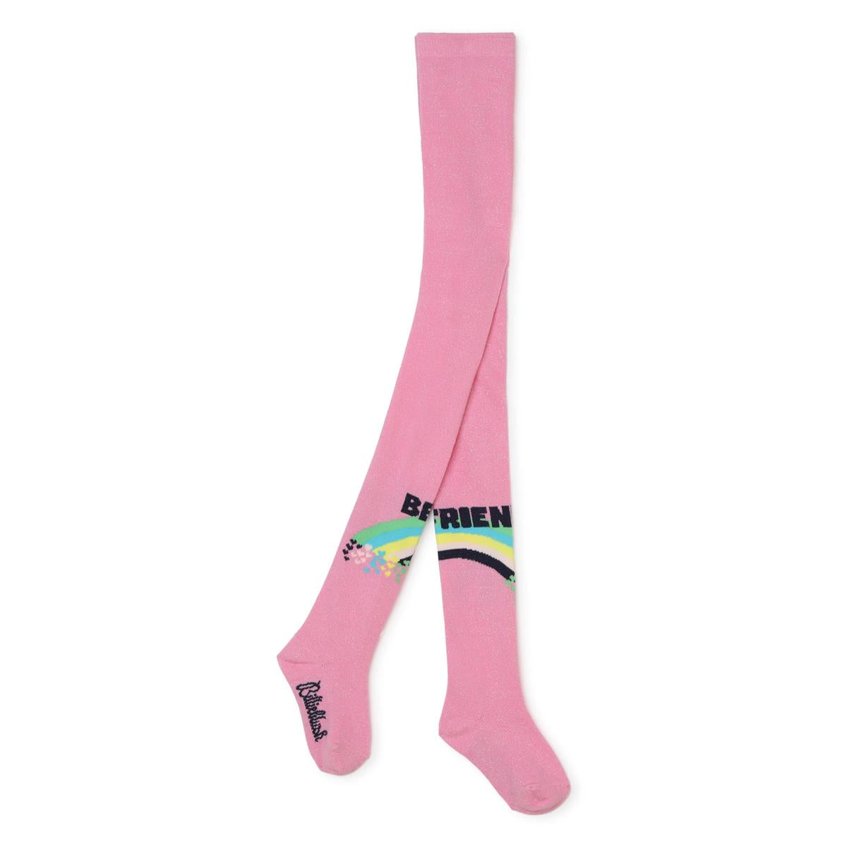 Girls Pink Logo Tights