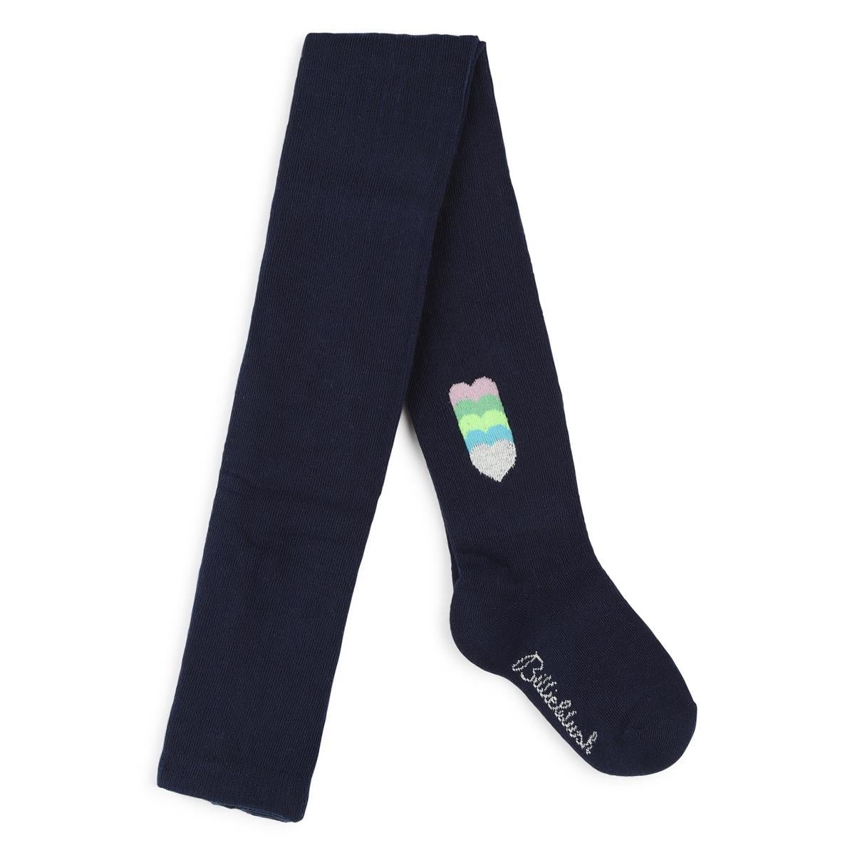 Girls Navy Logo Tights