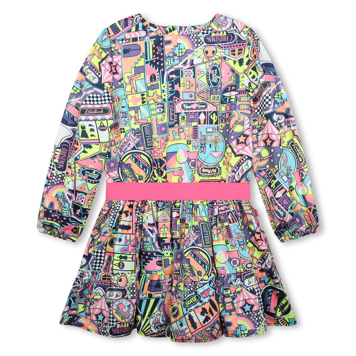 Girls Pink Printed Dress