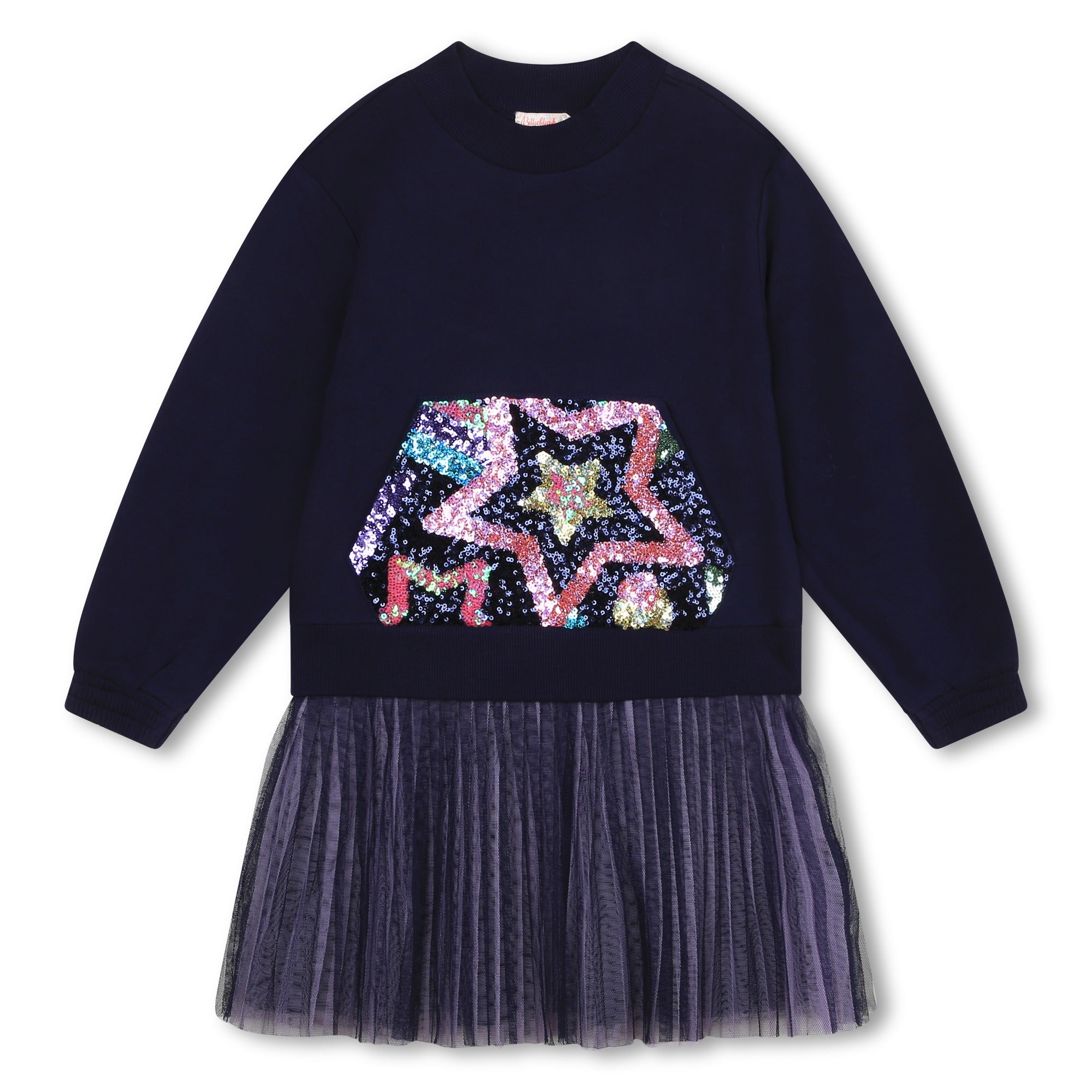Girls Blue Sequin Cotton Dress