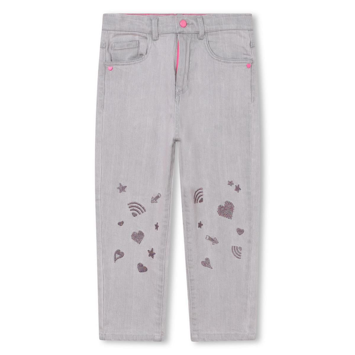 Girls Light Grey Denim Trousers