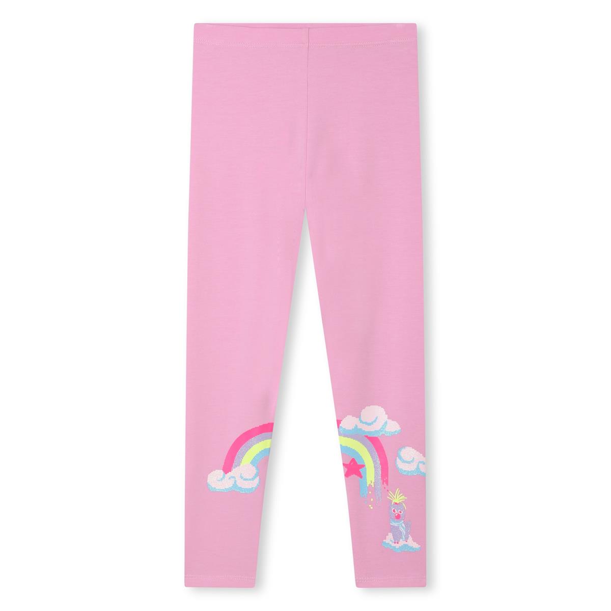Girls Pink Printed Leggings