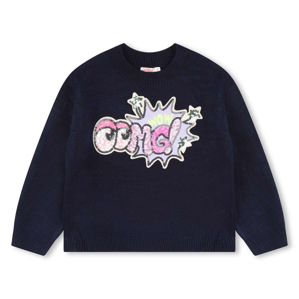 Girls Navy Sequin Sweater