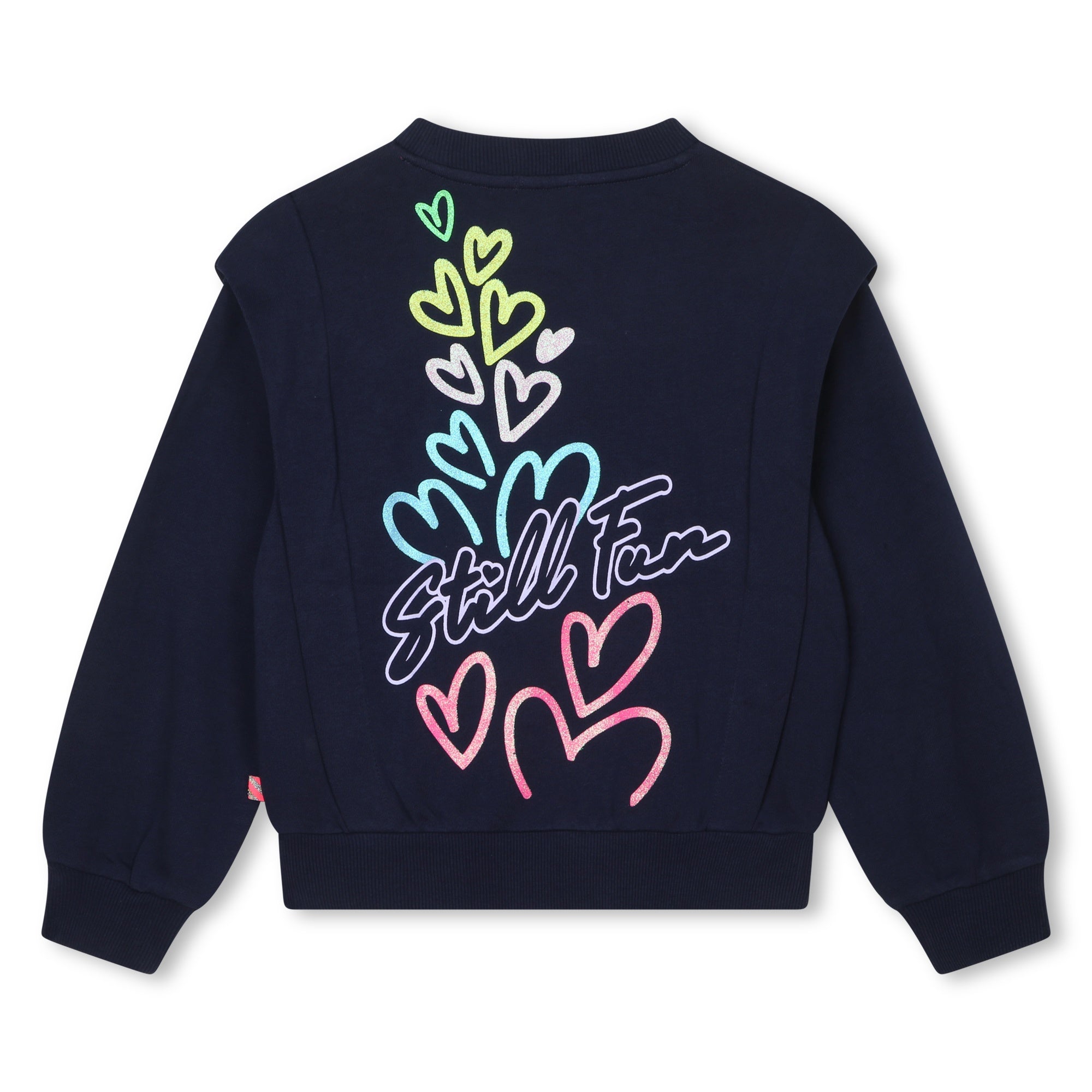 Girls Blue Printed Cotton Sweatshirt
