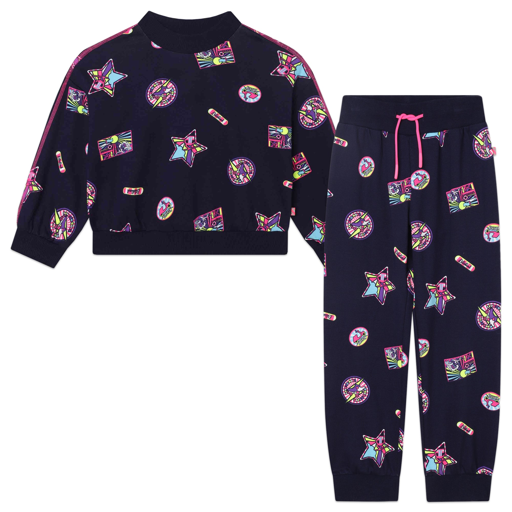 Girls Blue Printed Cotton Set