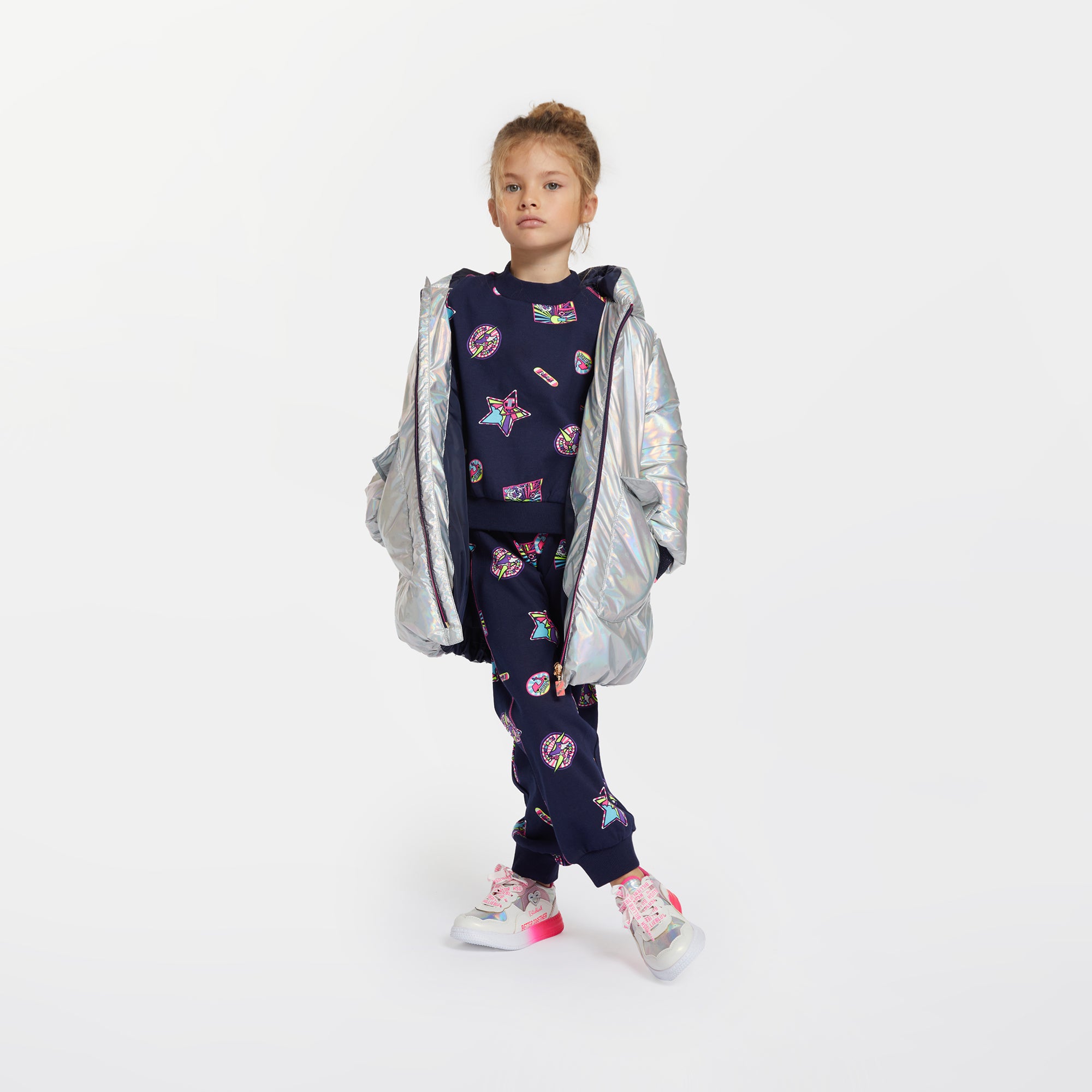 Girls Blue Printed Cotton Set