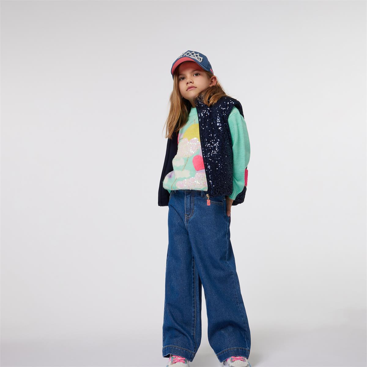 Girls Cyan Knit Sweater