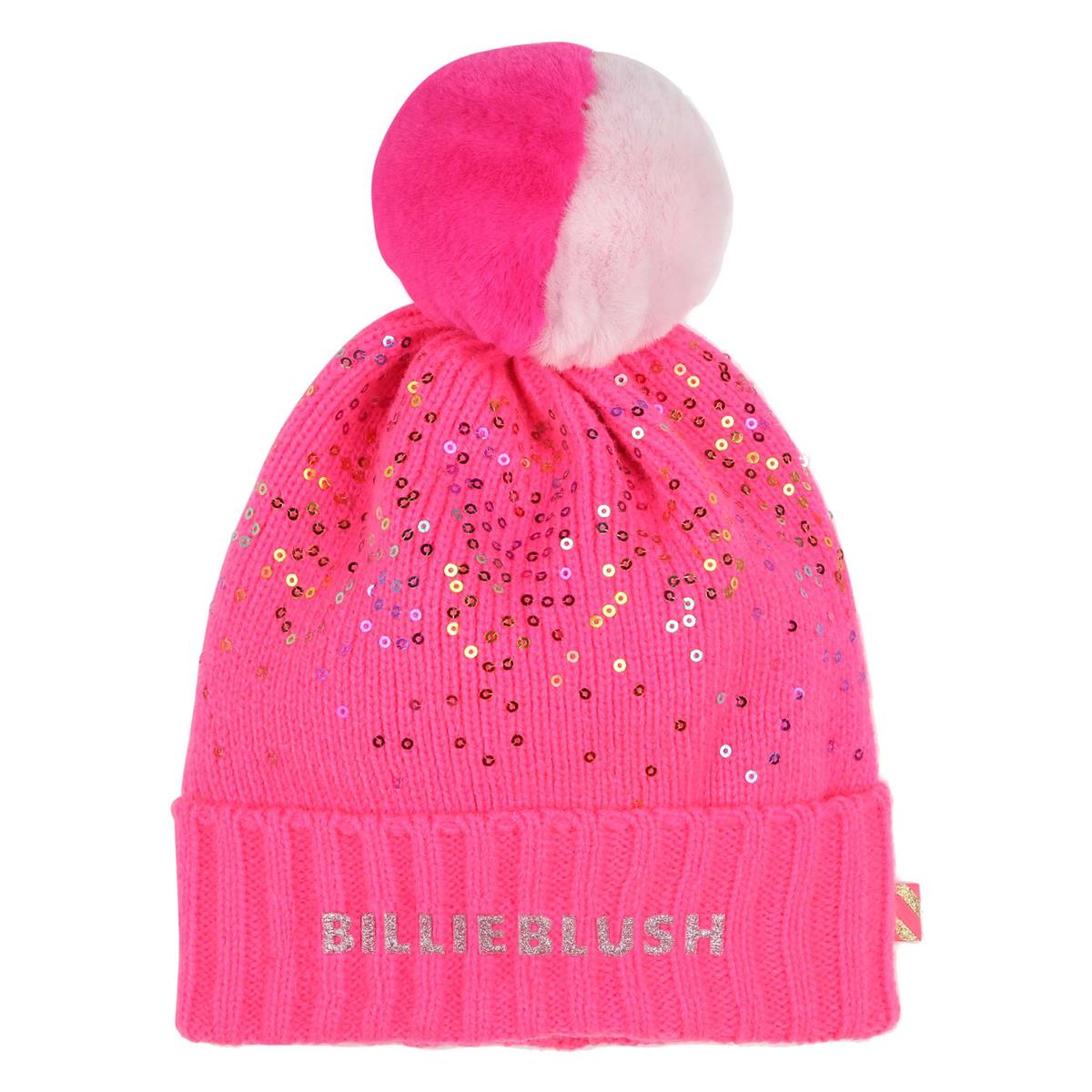 Girls Pink Sequin Knit Hat