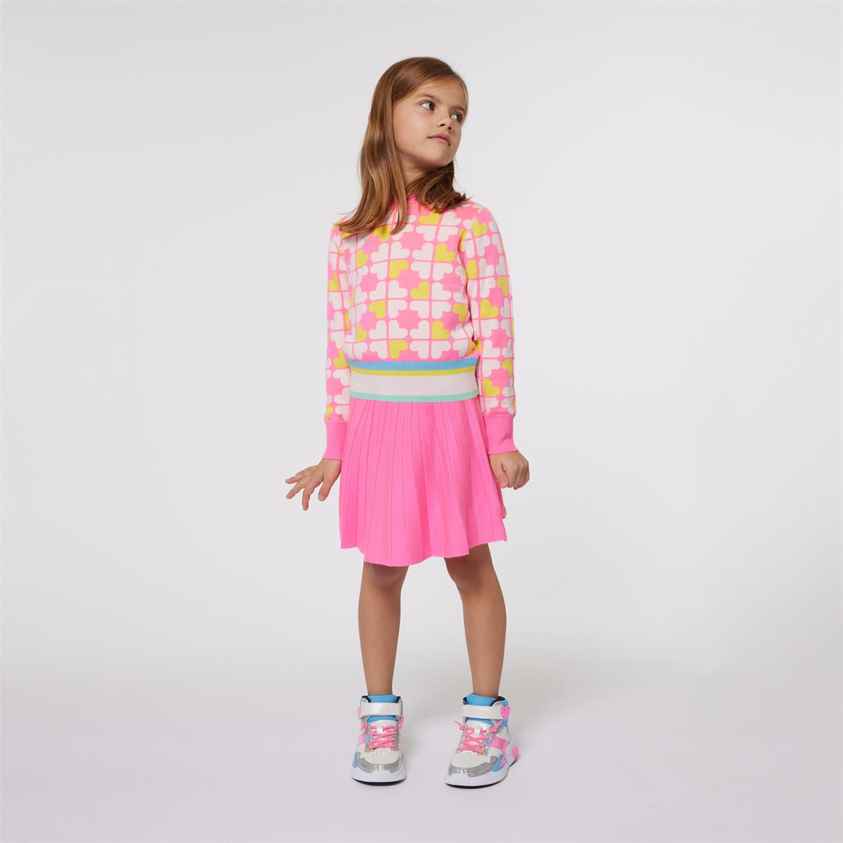 Girls Pink Jacquard Sweater
