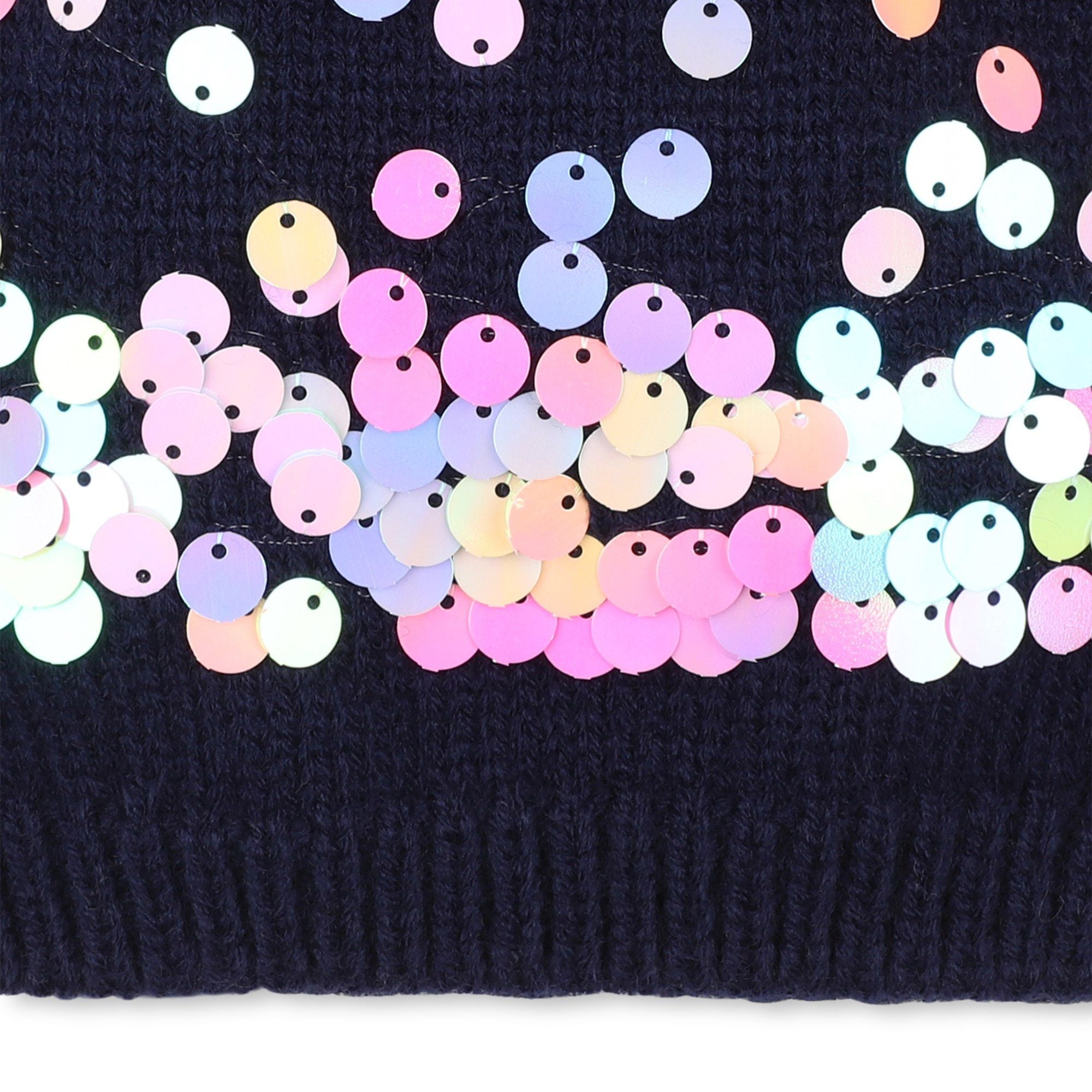Girls Dark Blue Sequin Knit Hat