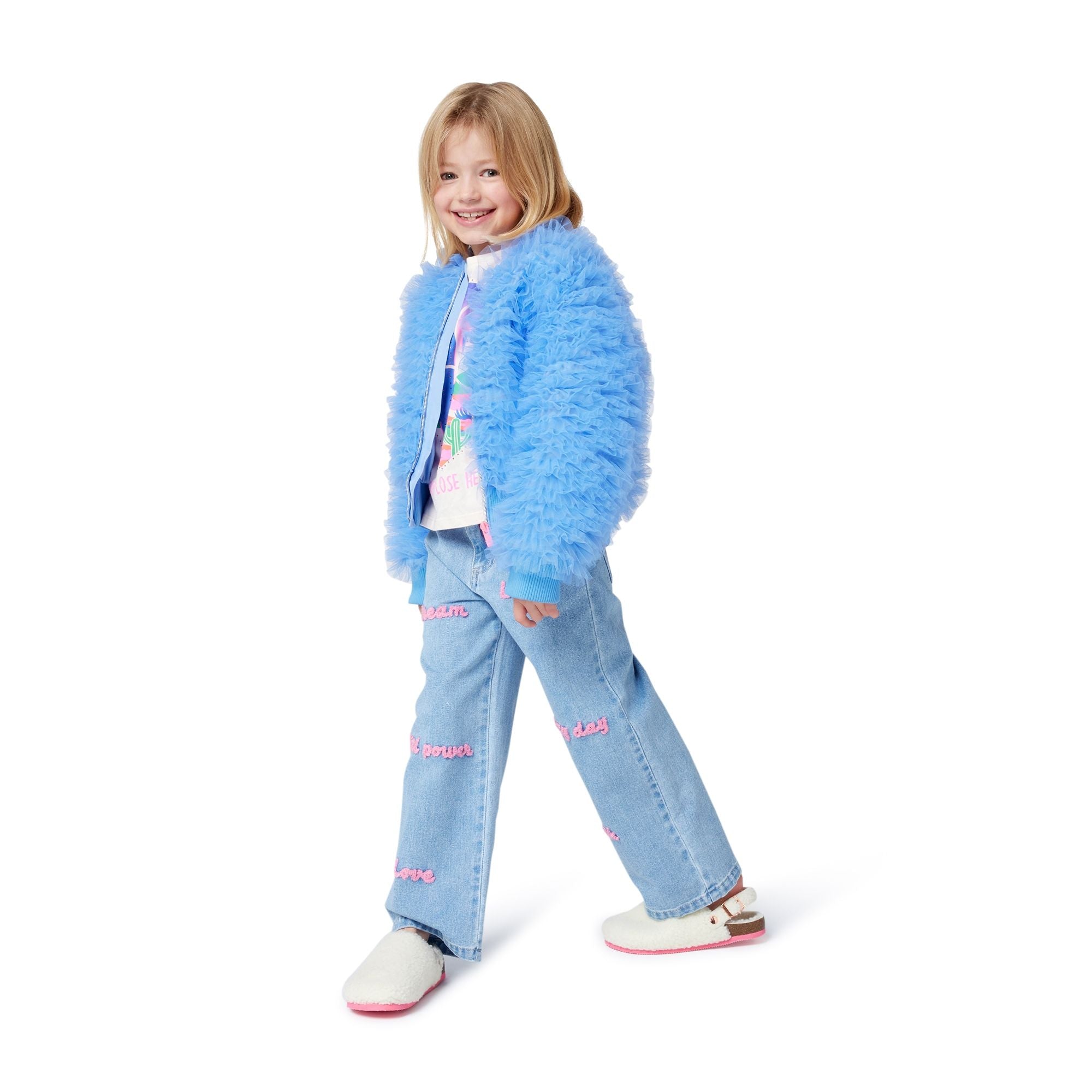 Girls Blue Tulle Padded Jacket