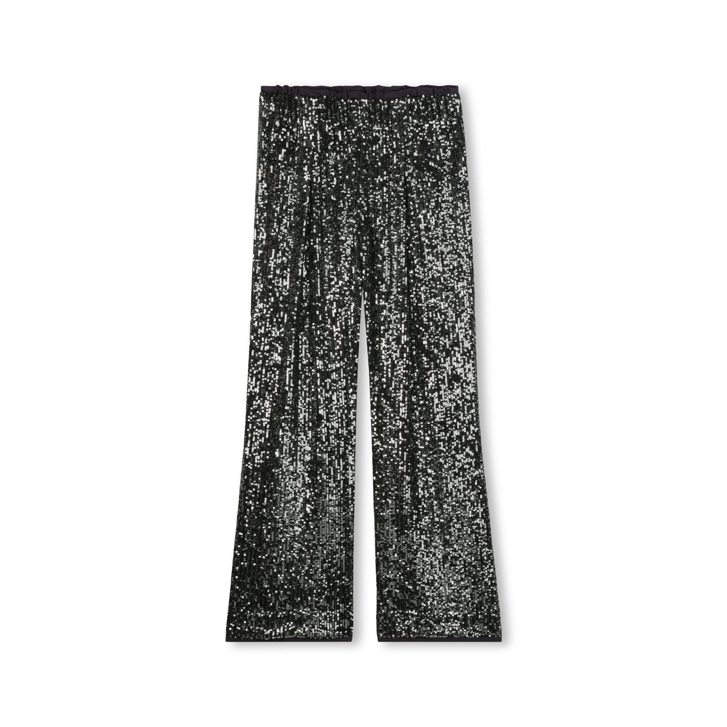 Girls Dark Grey Sequin Trousers