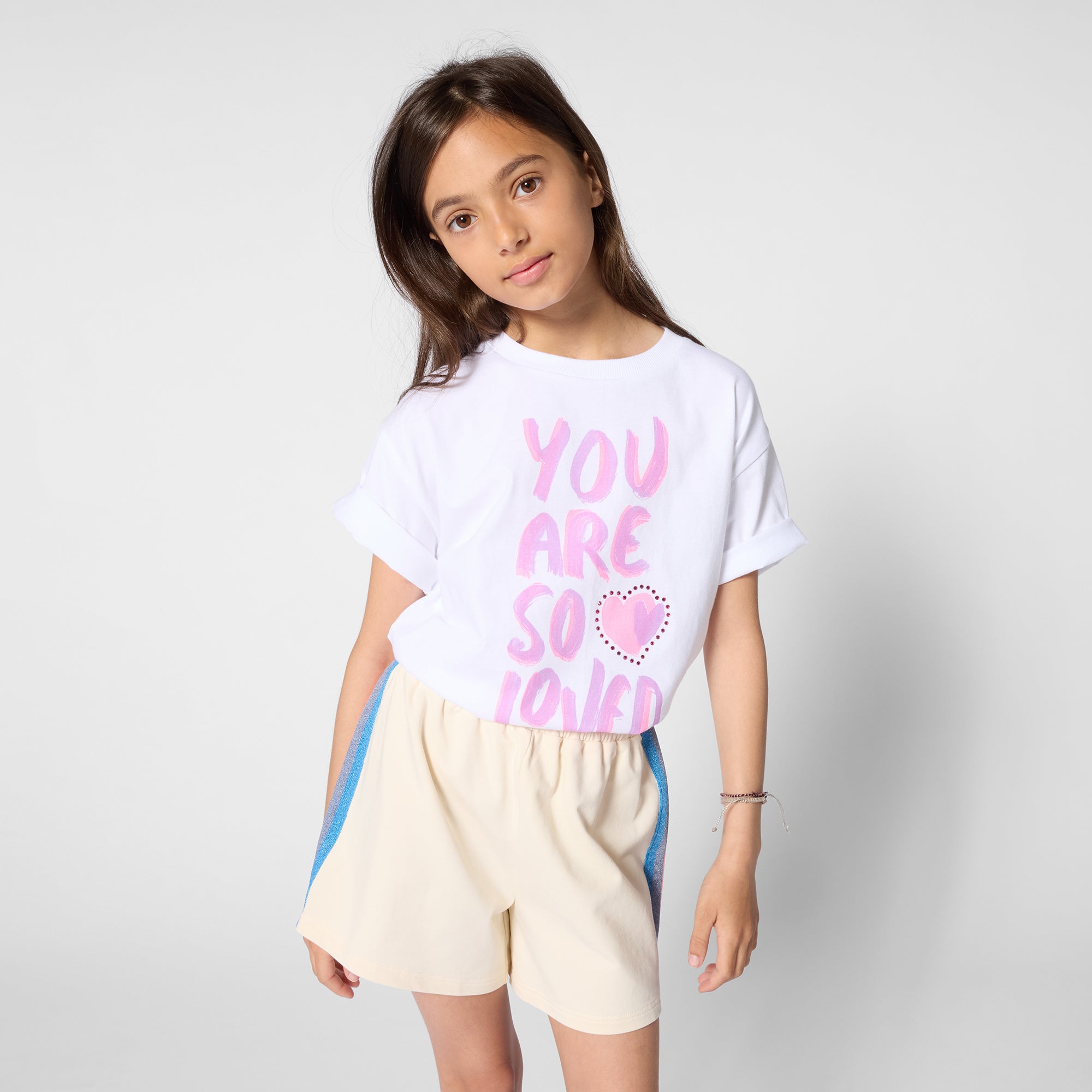 Girls White Logo Cotton T-Shirt