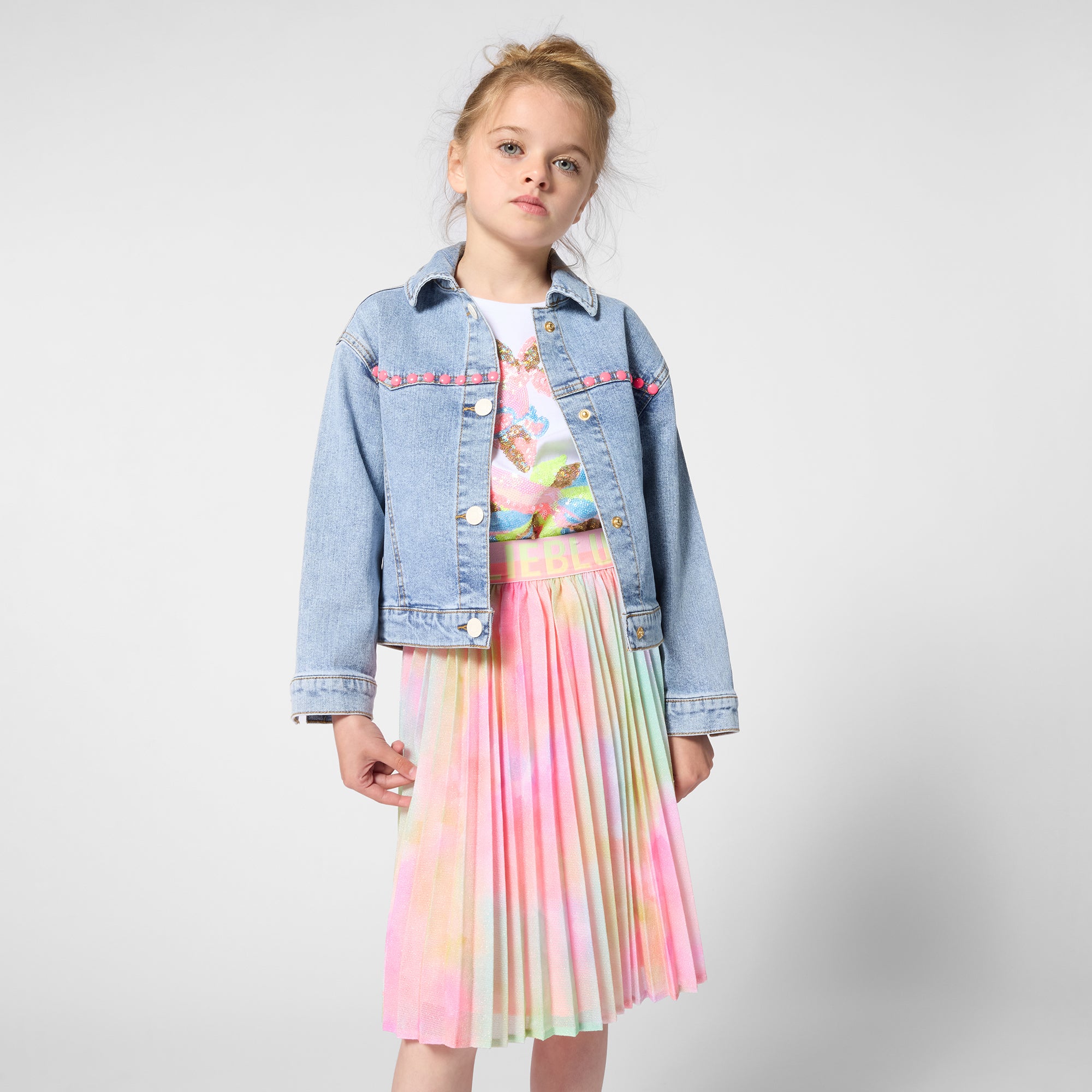 Girls Multicolor Pleated Skirt