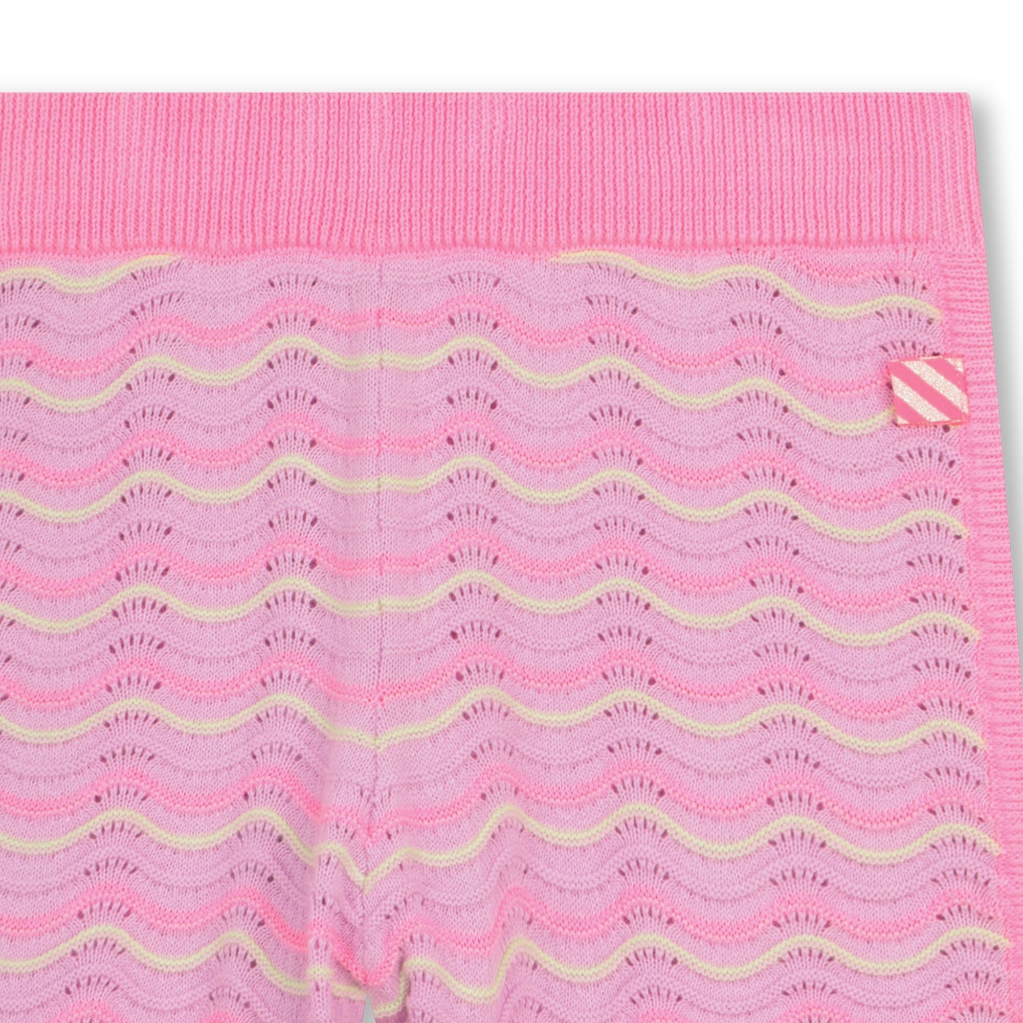 Girls Pink Ripple Cotton Knit Shorts