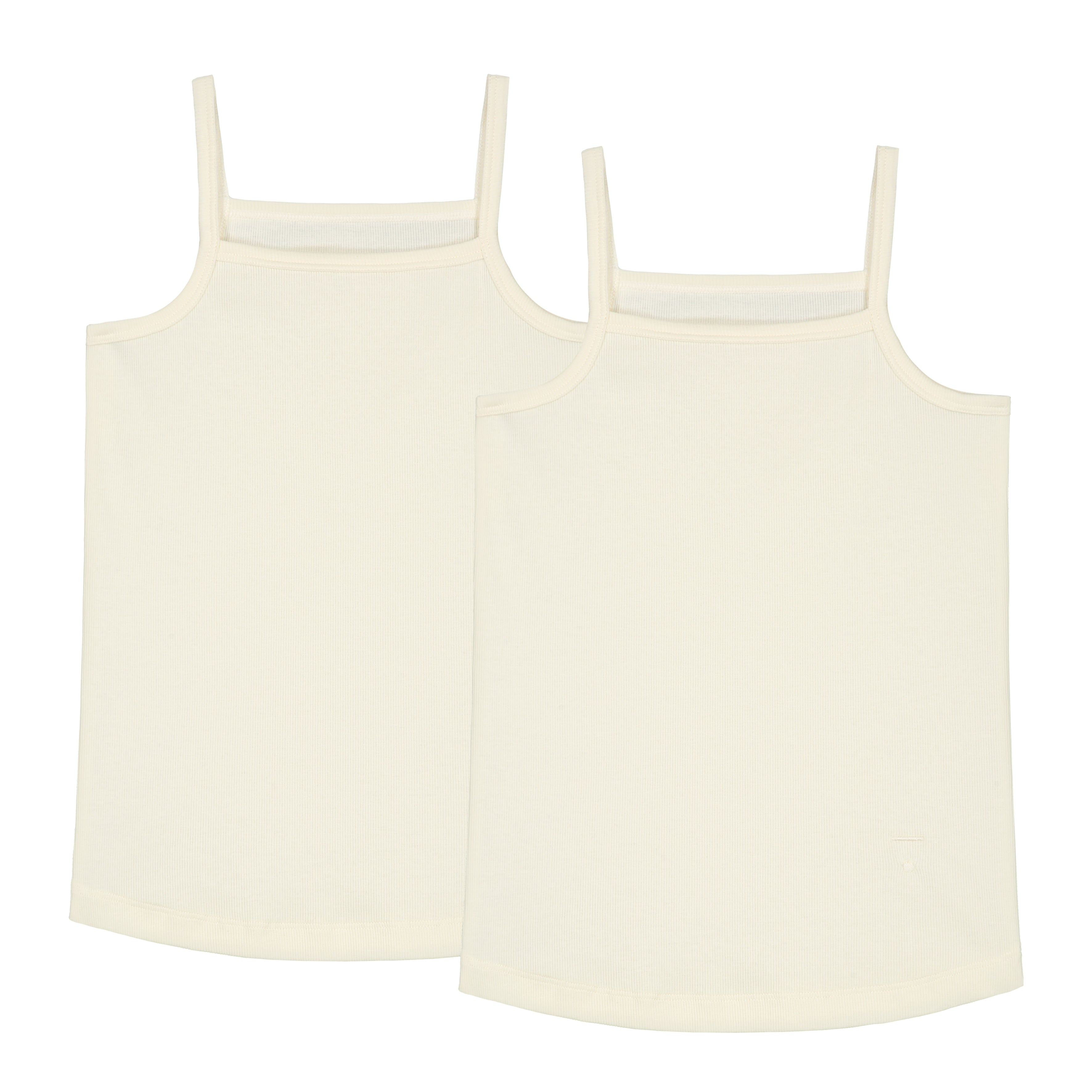 Girls White Cotton Vest Set(2 Pack)