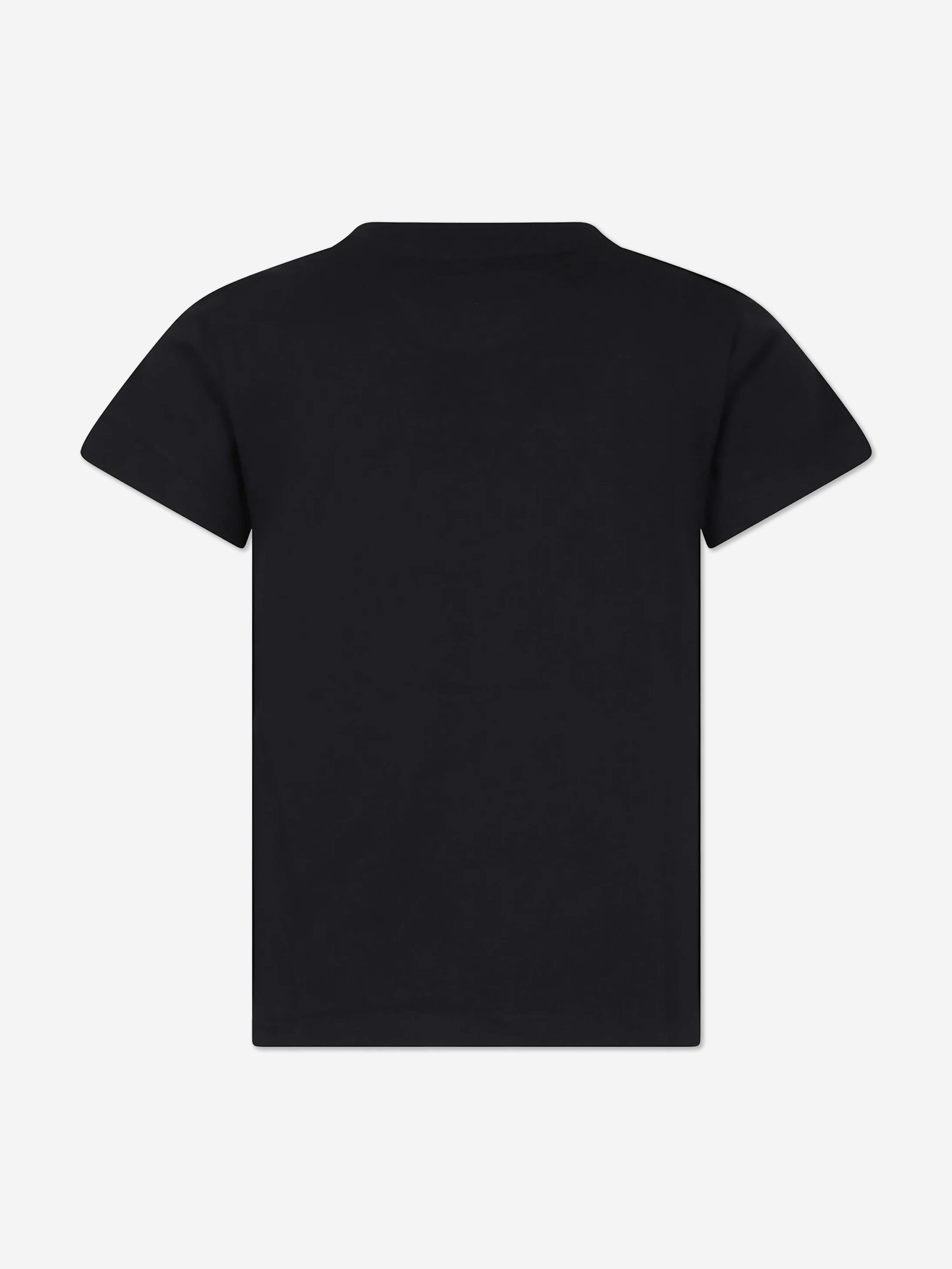 Versace Girls Diamante Logo T-Shirt in Black