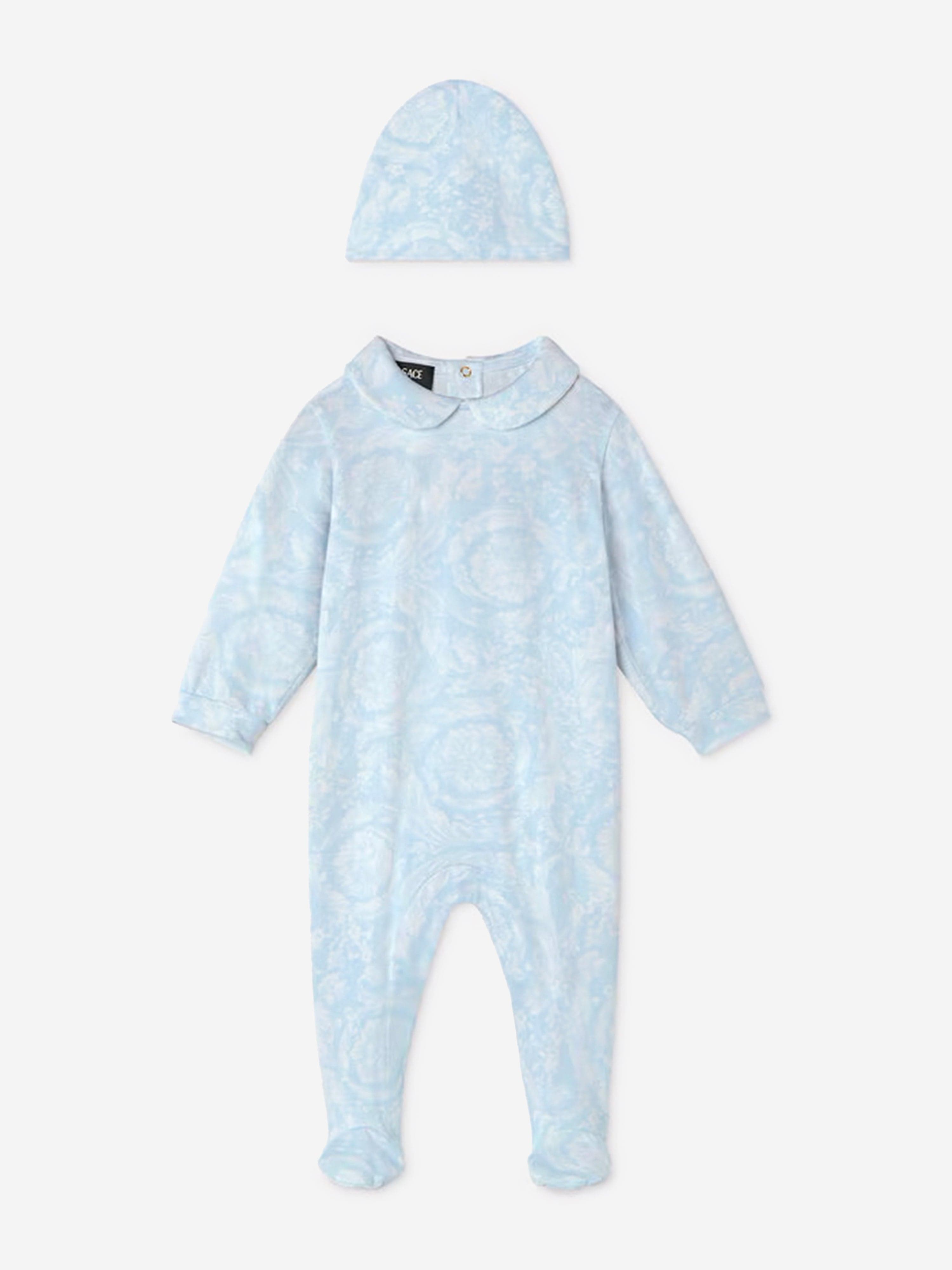 Versace Baby Boys Barocco Babygrow Gift Set in Blue