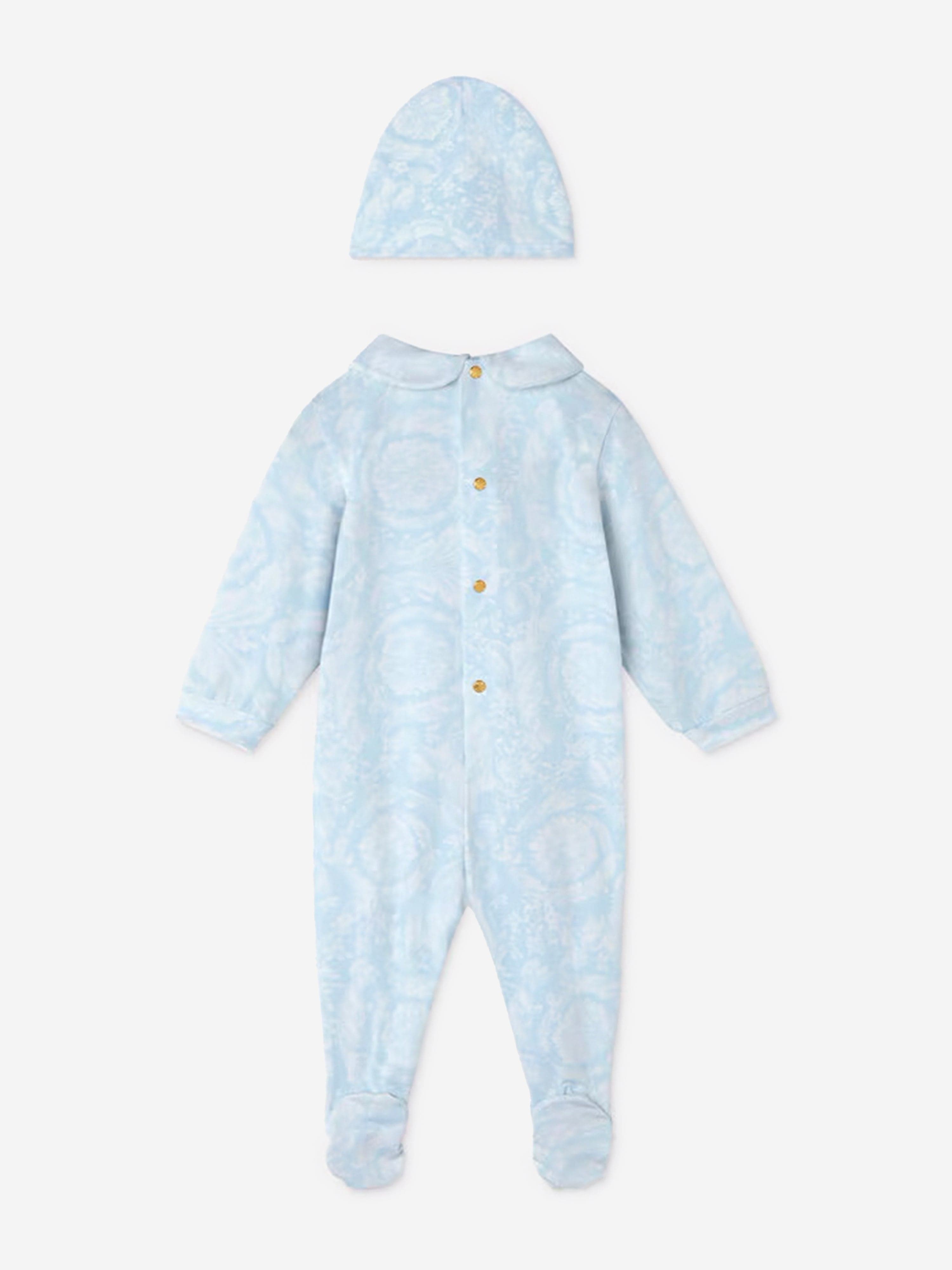 Versace Baby Boys Barocco Babygrow Gift Set in Blue