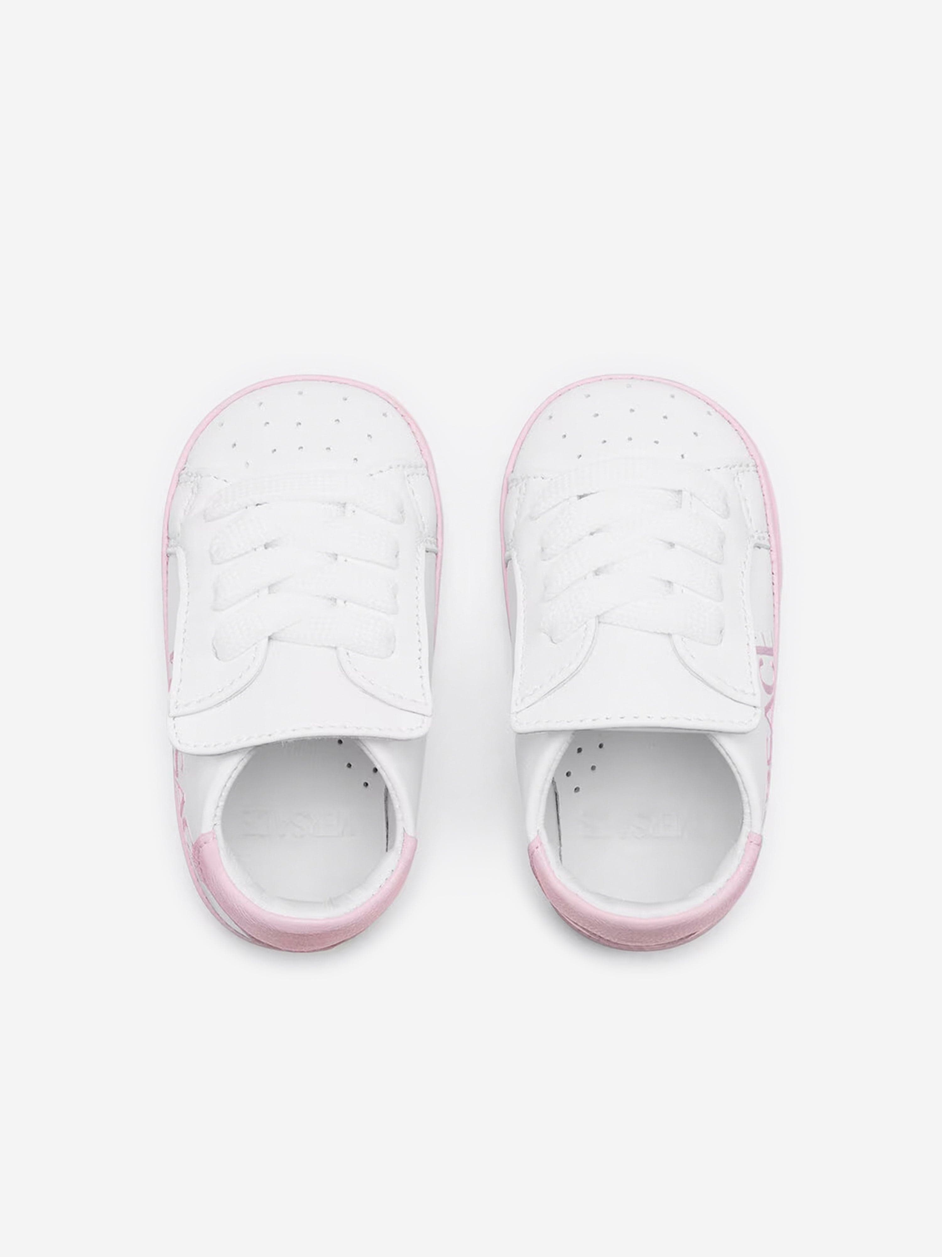 Versace Baby Girls Leather Pre Walker Trainers in White