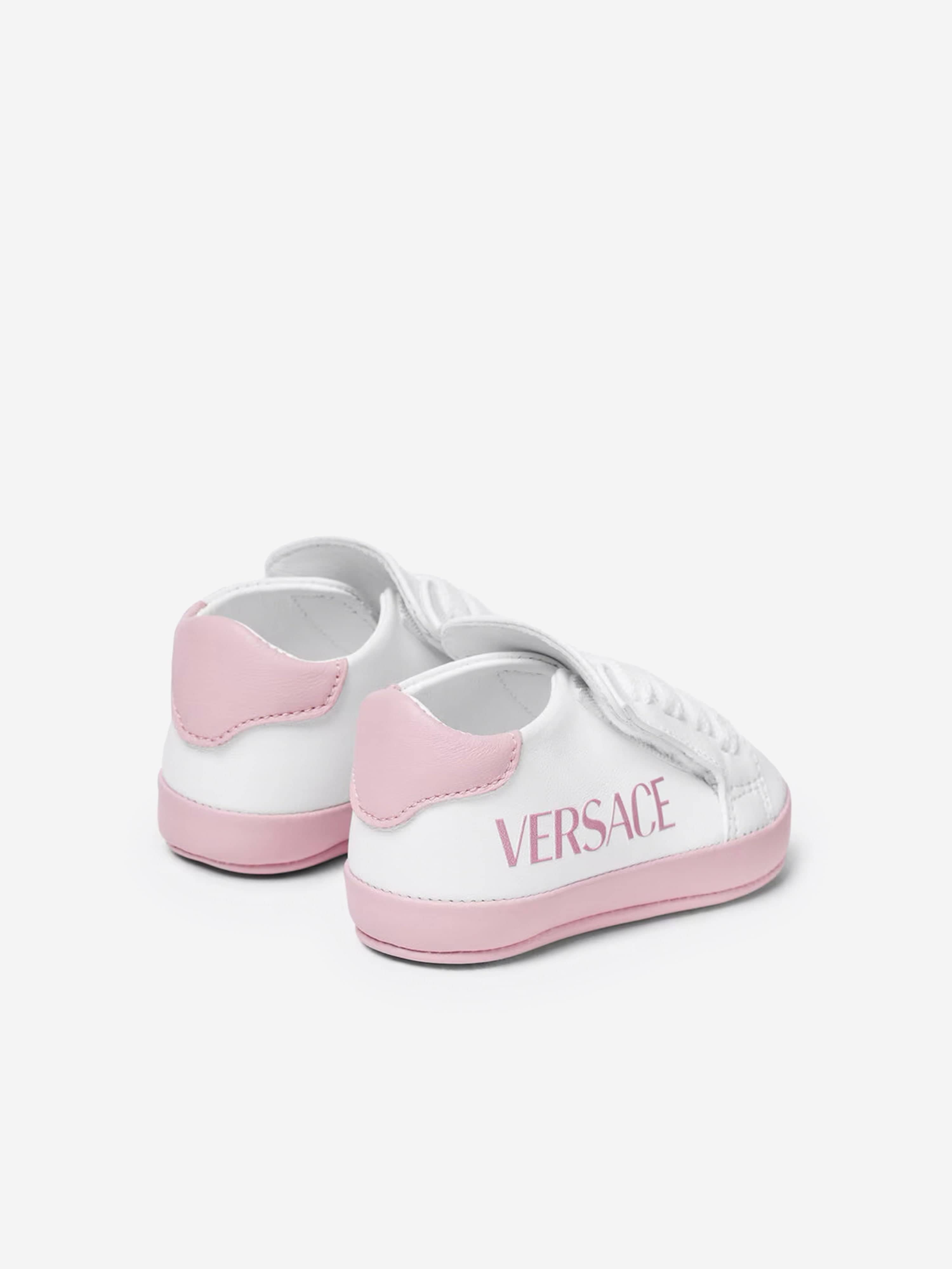 Versace Baby Girls Leather Pre Walker Trainers in White