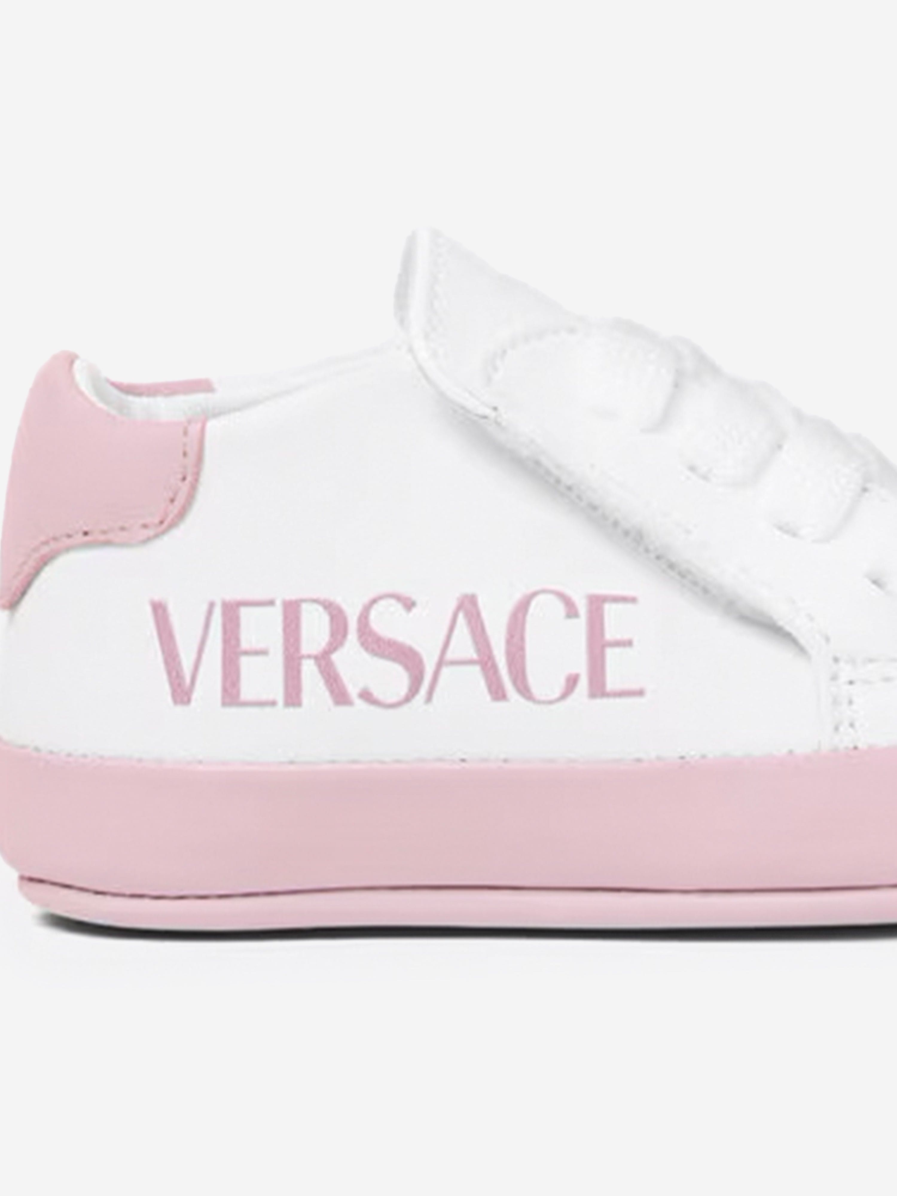Versace Baby Girls Leather Pre Walker Trainers in White