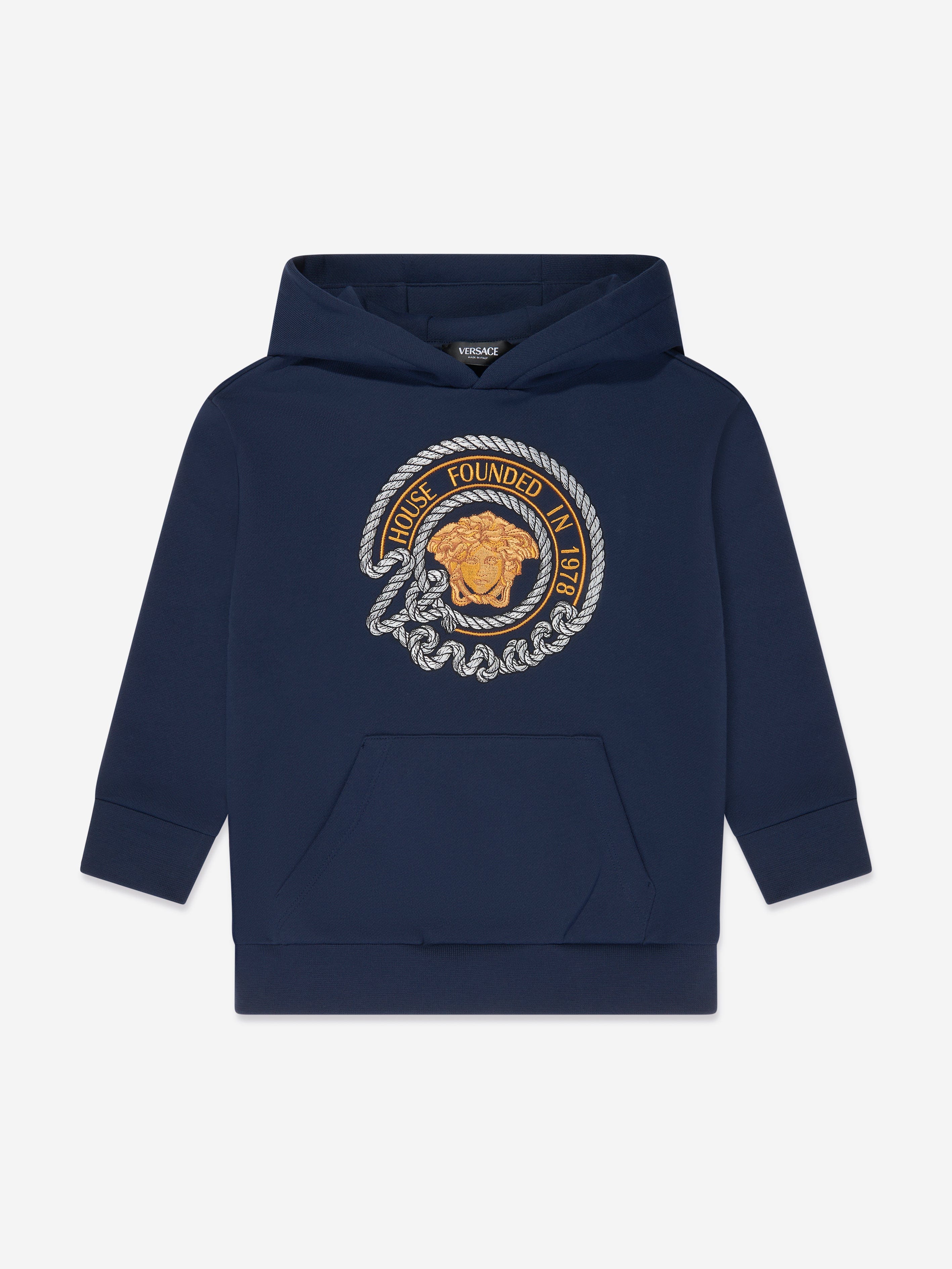 Versace Boys Nautical Medusa Hoodie in Navy