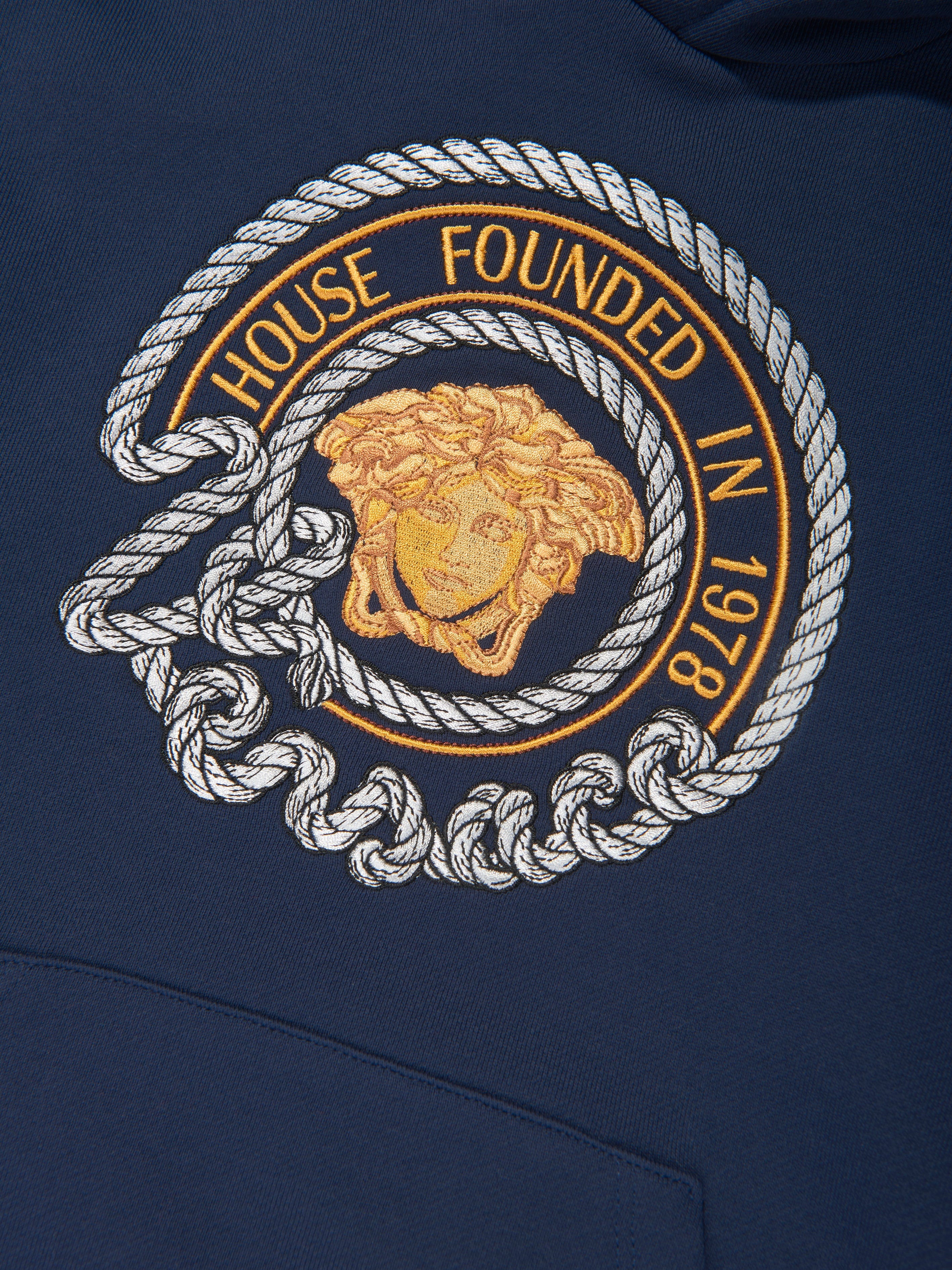 Versace Boys Nautical Medusa Hoodie in Navy