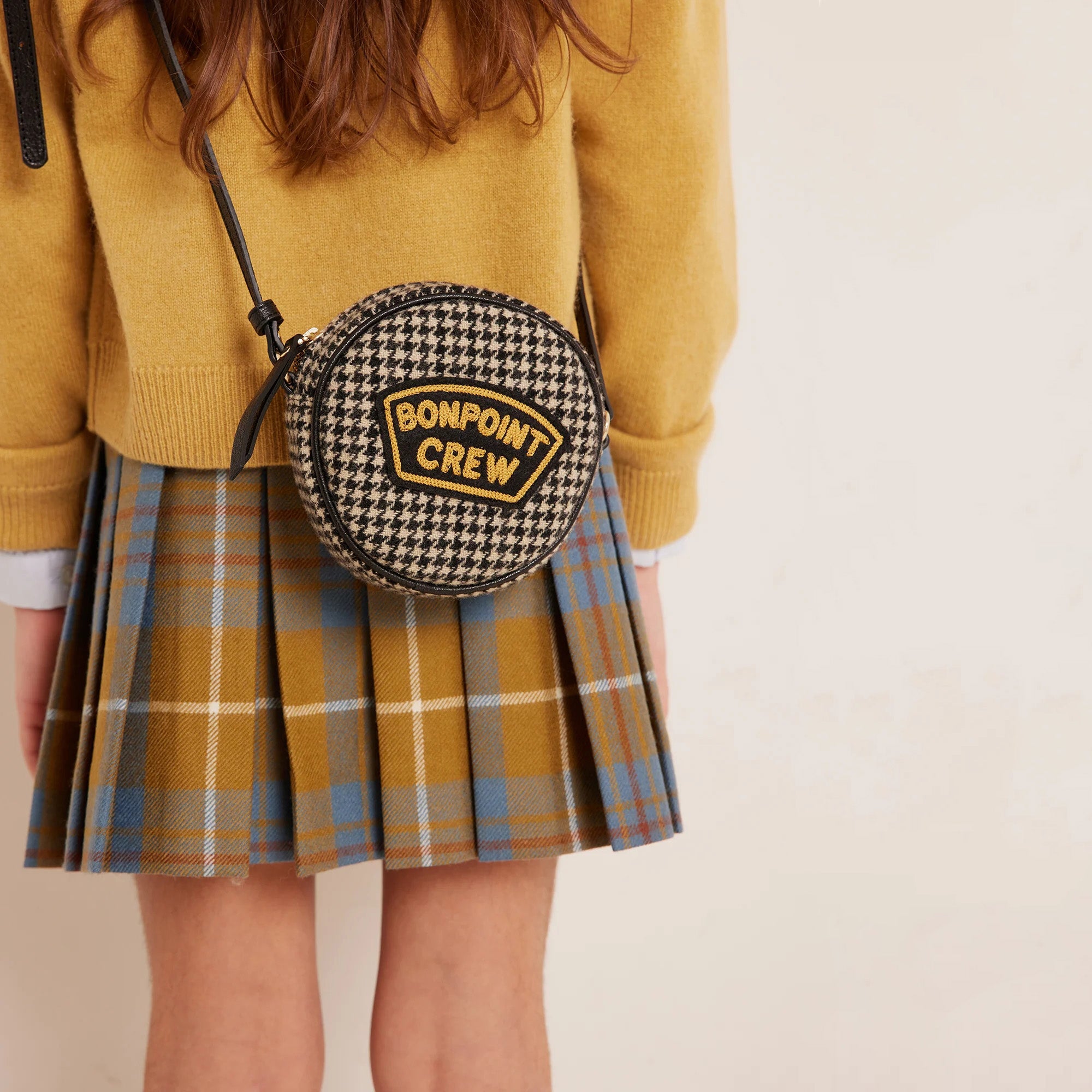 Girls Beige Check Shoulder Bag
